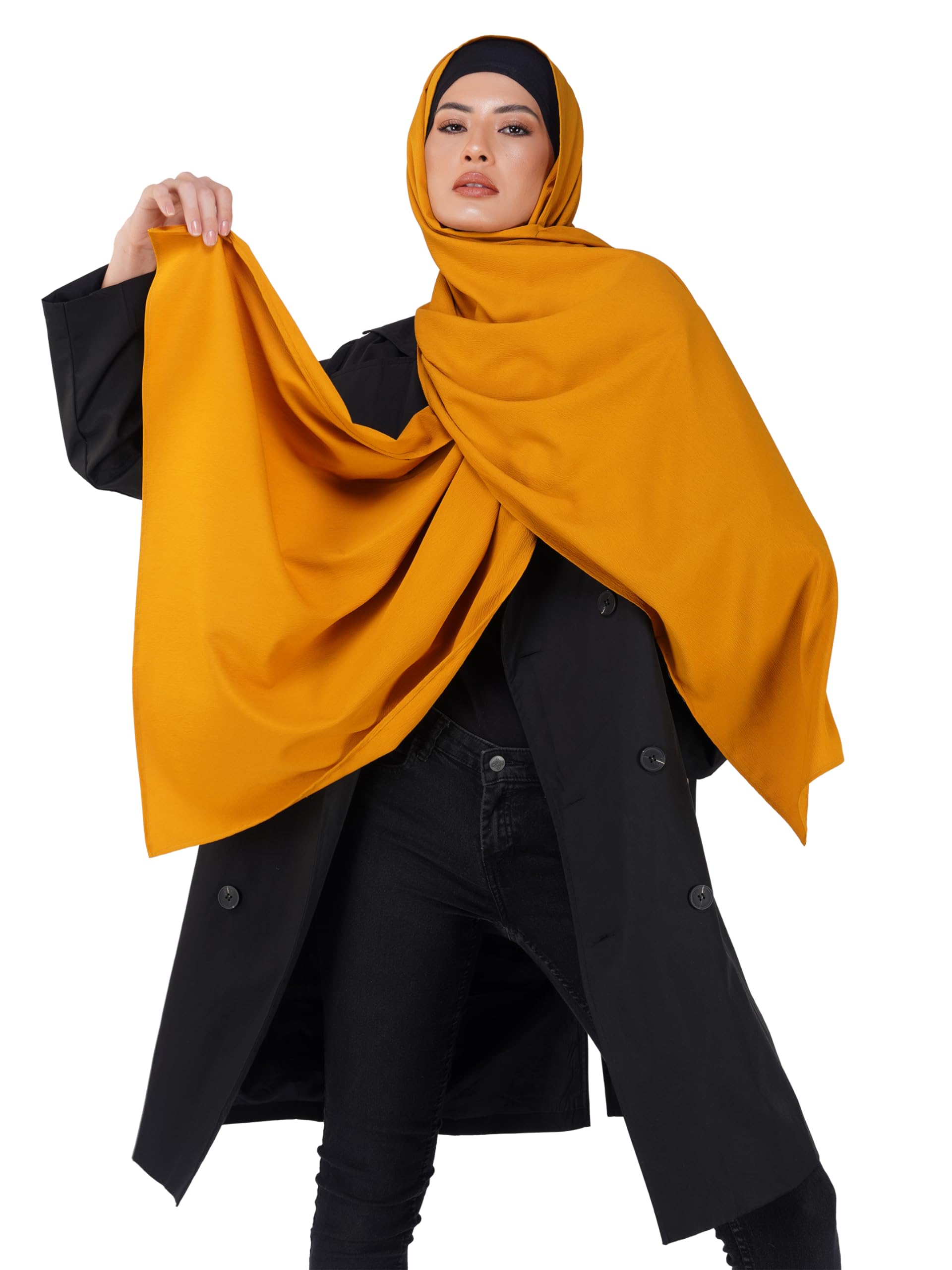 Soft Crinkle Beige Scarf/Stole/Hijab - Soft and Crinkle Texture, Solid Pattern, Perfect Blend of Style and Comfort - Elegance for Every Occasion (A36)-image-45
