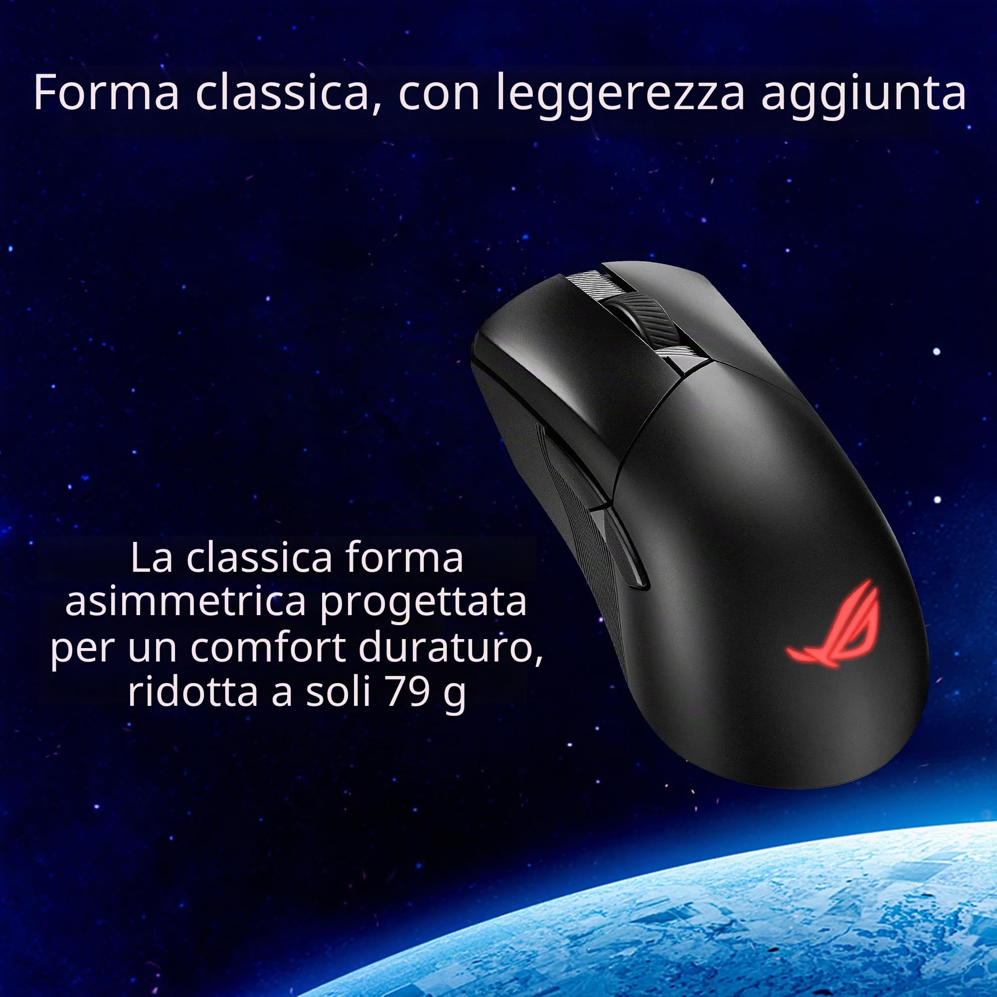ASUS ROG Gladius III Mouse da gioco wireless AimPoint, connettività (2,4 GHz RF, Bluetooth, cablato), sensore 36000 DPI, 6 pulsanti programmabili, ROG SpeedNova, interruttori sostituibili, cavo