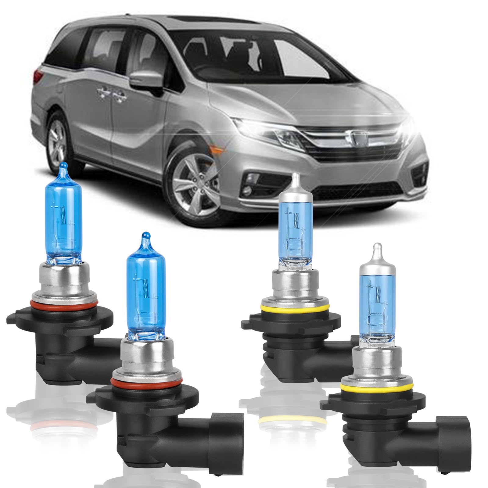 XRDHJI Fit for Honda Odyssey 2005-2010 High Performance Halogen Headlight Bulbs,9005 High Beam + 9006 Low Beam Headlamp Replacement Bulbs Kit,Pack of