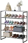 Garden 4 You Shoe Rack for Entryway 3 Tiers, Adjustable Flat & Slant Shoe Storage, Shoe Organizer with White Wooden Tabletop for Entryway Hallway Living Room Closet