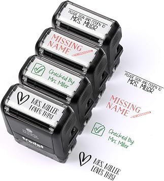 Custom Teacher Stamp Set 4-Pack, Classroom Feedback & Organization
