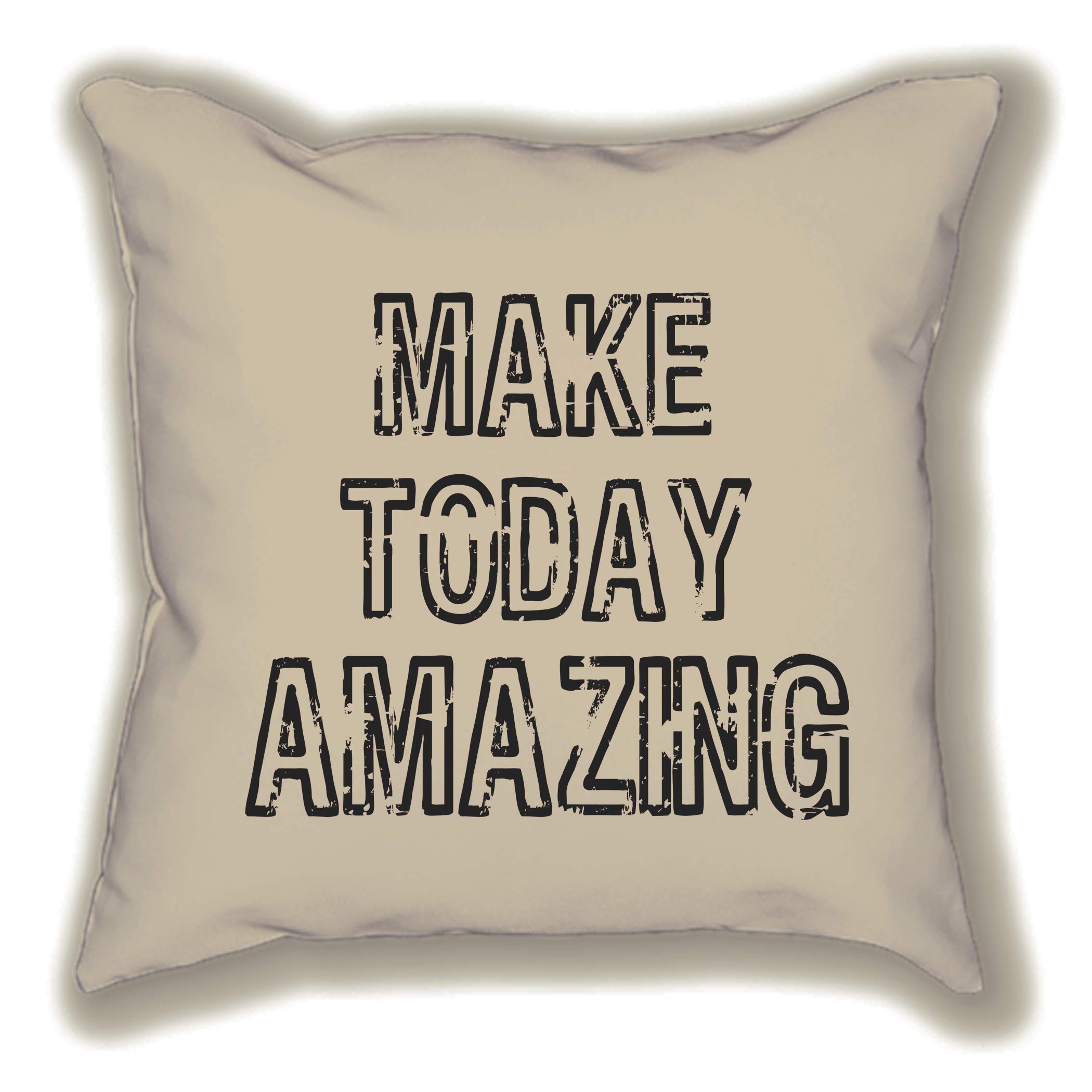 Turnhover Make Today Amazing Camel Colour Printed 12 inch x 12 inch Decorative Cushion Cover ( with Filler )