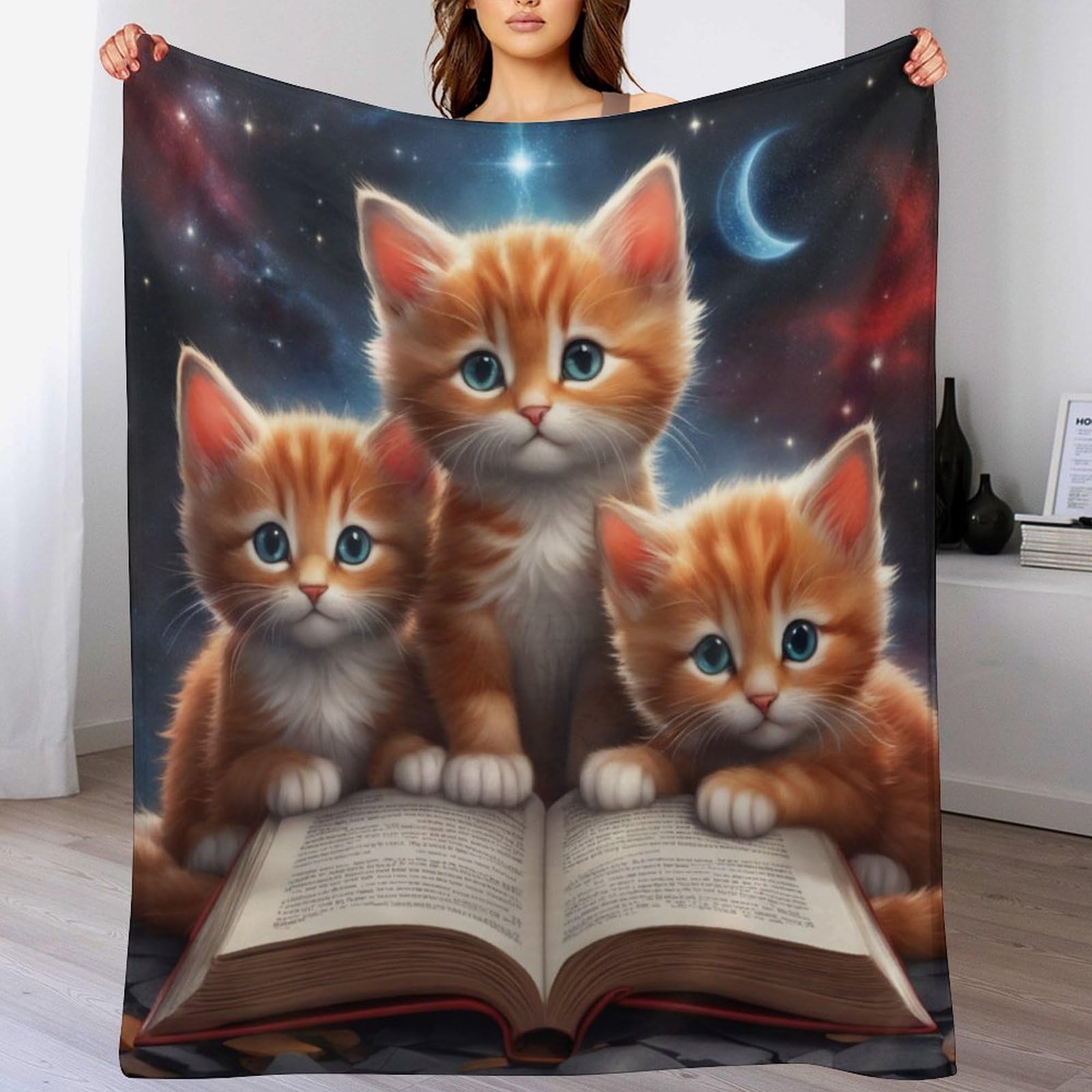 Couverture chat douce flannel plaid lit canapé voyage 100x130