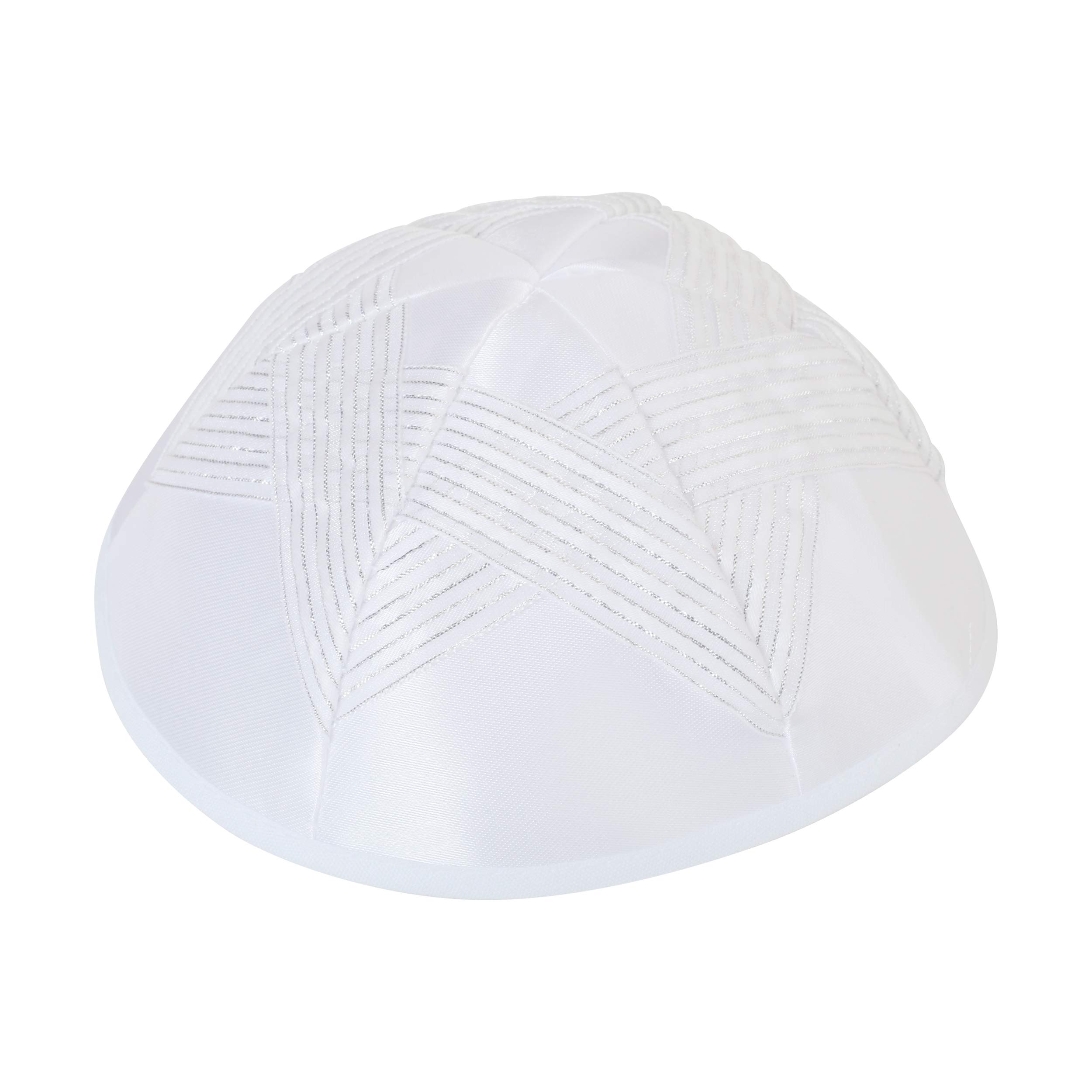 KIPPIK Star Of David Kippah Hat For Men & Kids –Beautifully Satin, Breathable, Comfy, Soft, Yamaka Kippa –For Celebrating, Studying (Silver star whaite kippah)