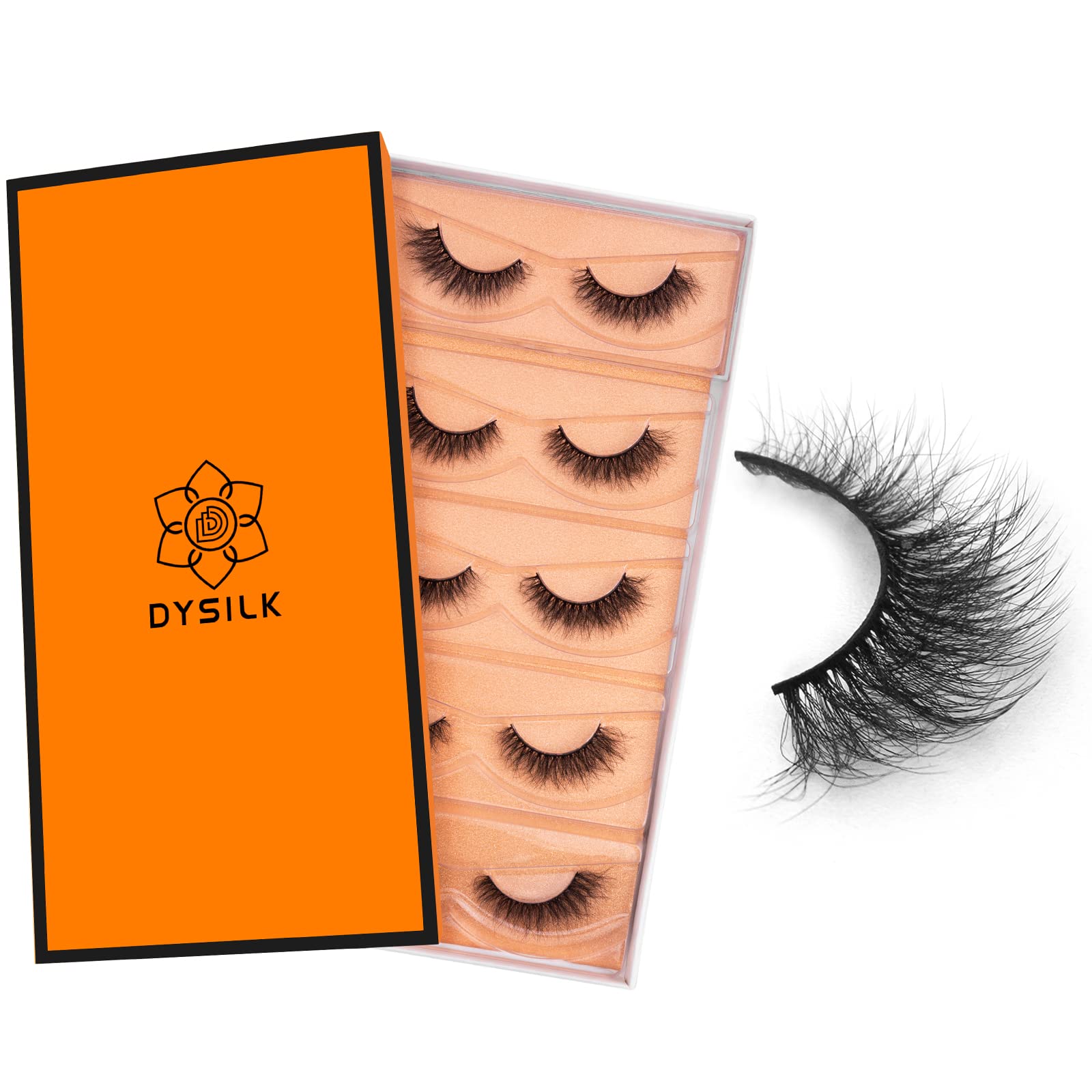 DYSILK False Eyelashes, 6D Lashes Faux Mink Eye Lashes Wispy Fluffy Curling Natural Look False Eyelashes 10-15mm