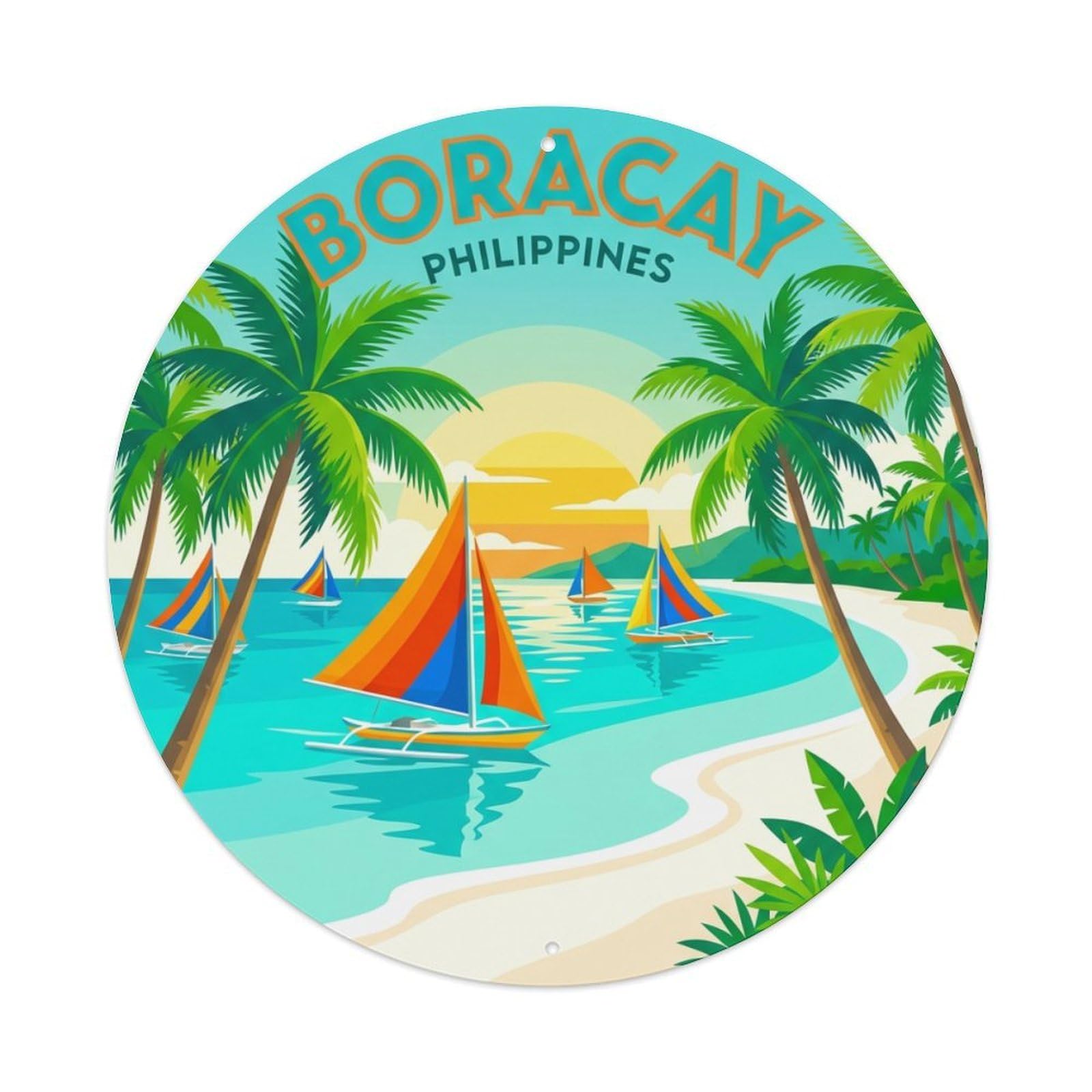 Retro Travel Philippines Boracay Metal Tin Sign