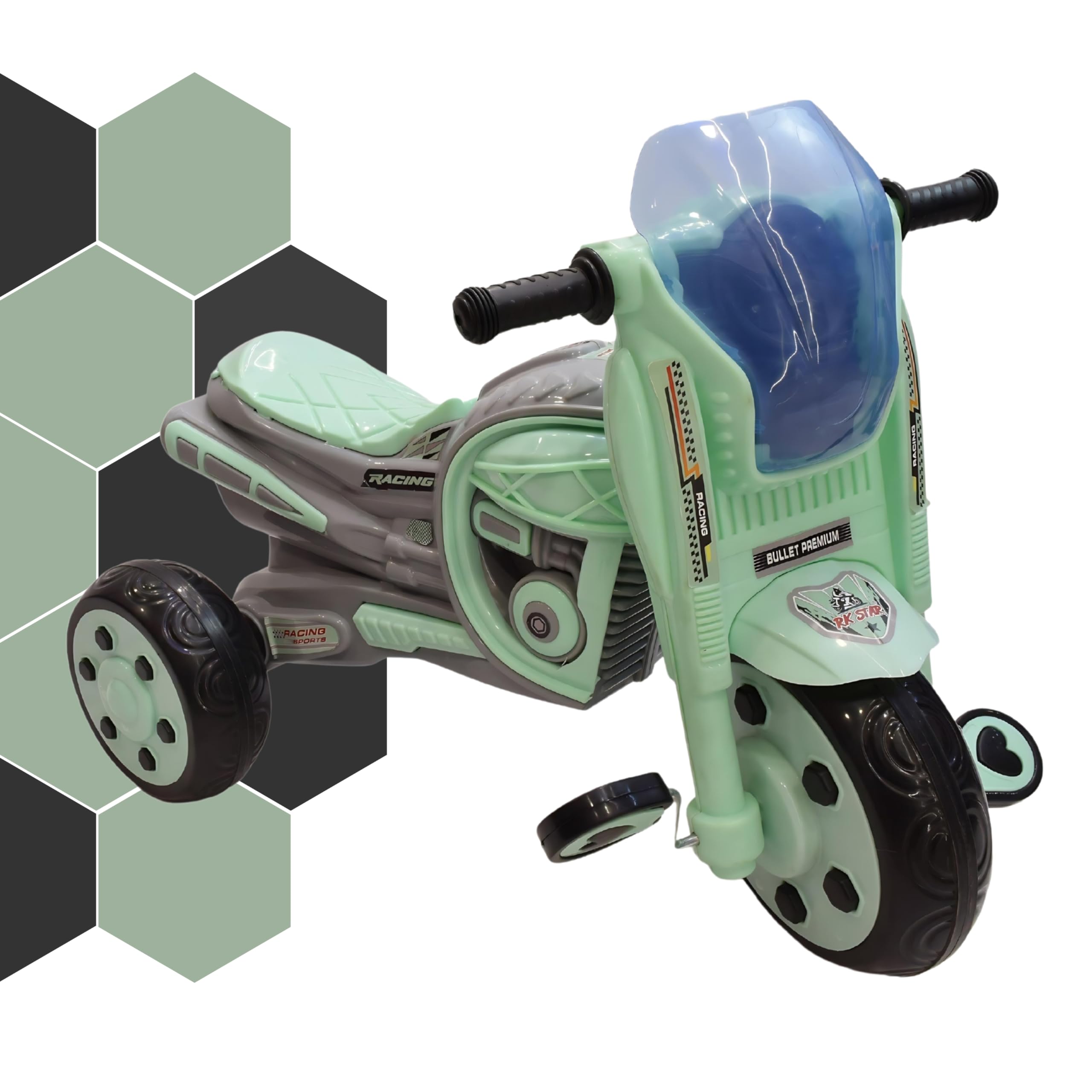 RK STAR Bullet Stylish Sports Bike Pedal Tricycle for Kids I Kids Tricycle with Musical Horn and Lights 3-6 Years (Green) (B0D5F9G98L) Amazon Price History, Amazon Price Tracker