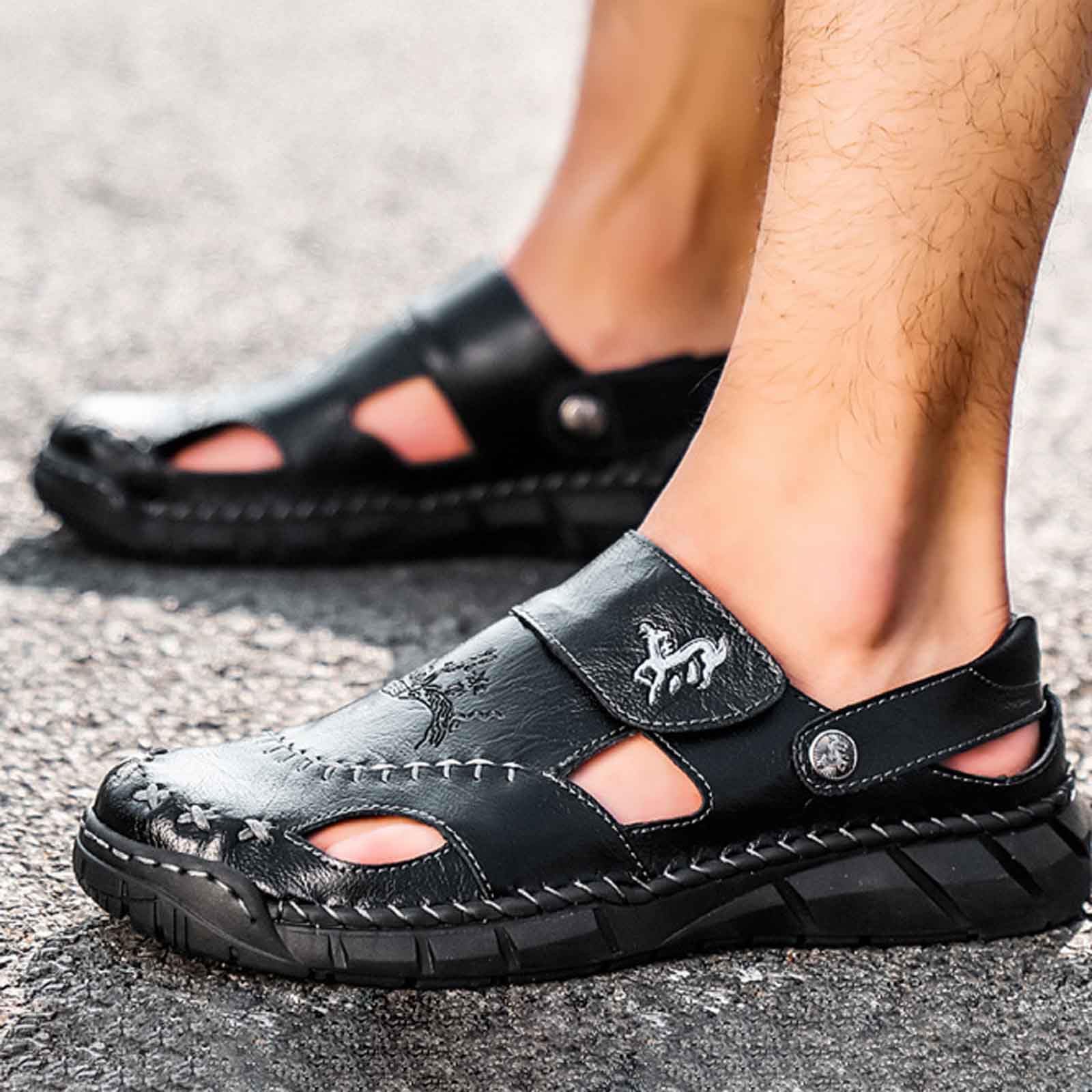 Genérico Sandalias Hombre Cerradas,Sandalias Transpirables Sin Cordones Para Hombre Para Caminar De Forma Informal En La Playa CóModas Ligeras Y Planas Calzado De Verano Para Exteriores