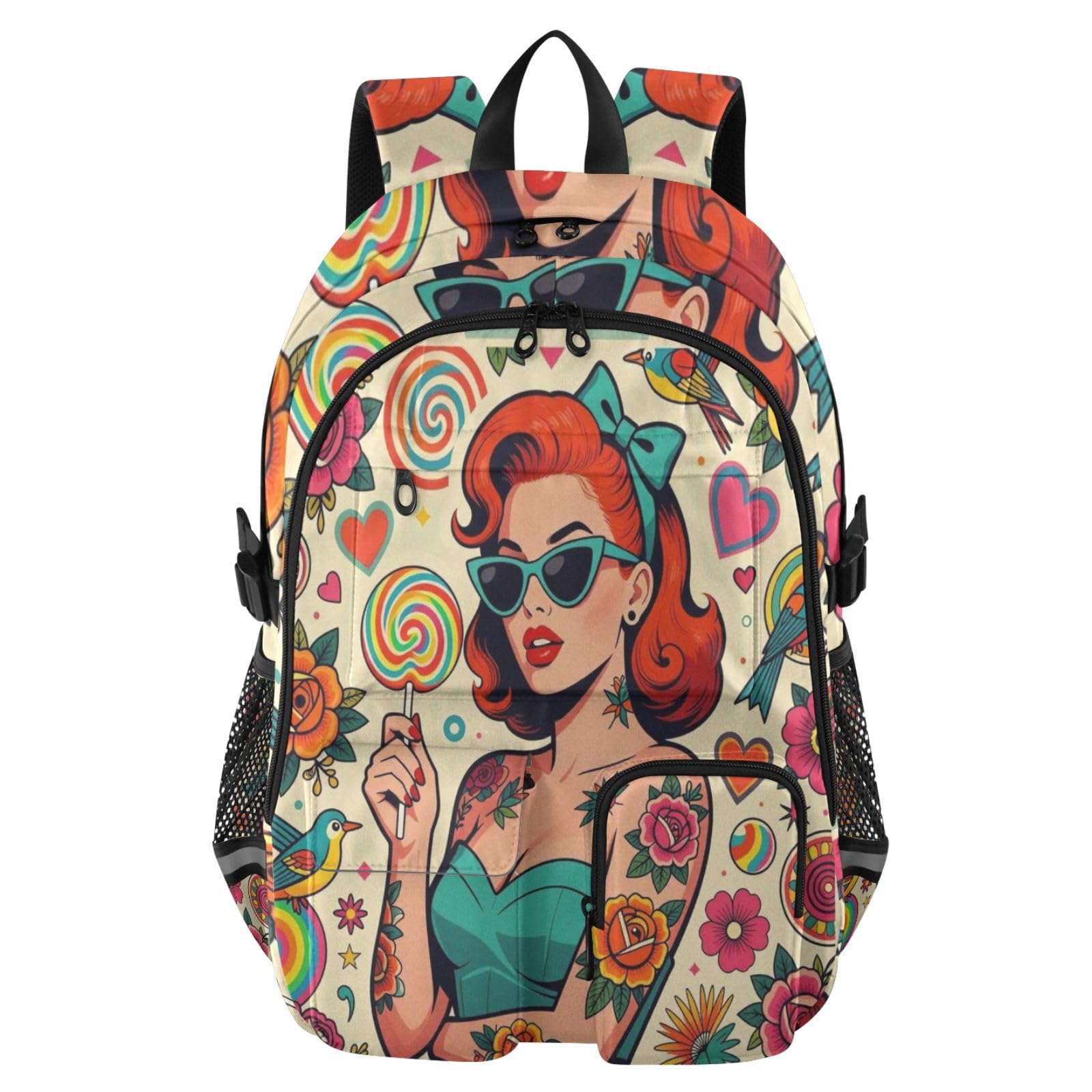Mochilas de viaje para laptop, diseño vintage de rosas para mujer, para escuela, universidad, 17.5 pulgadas