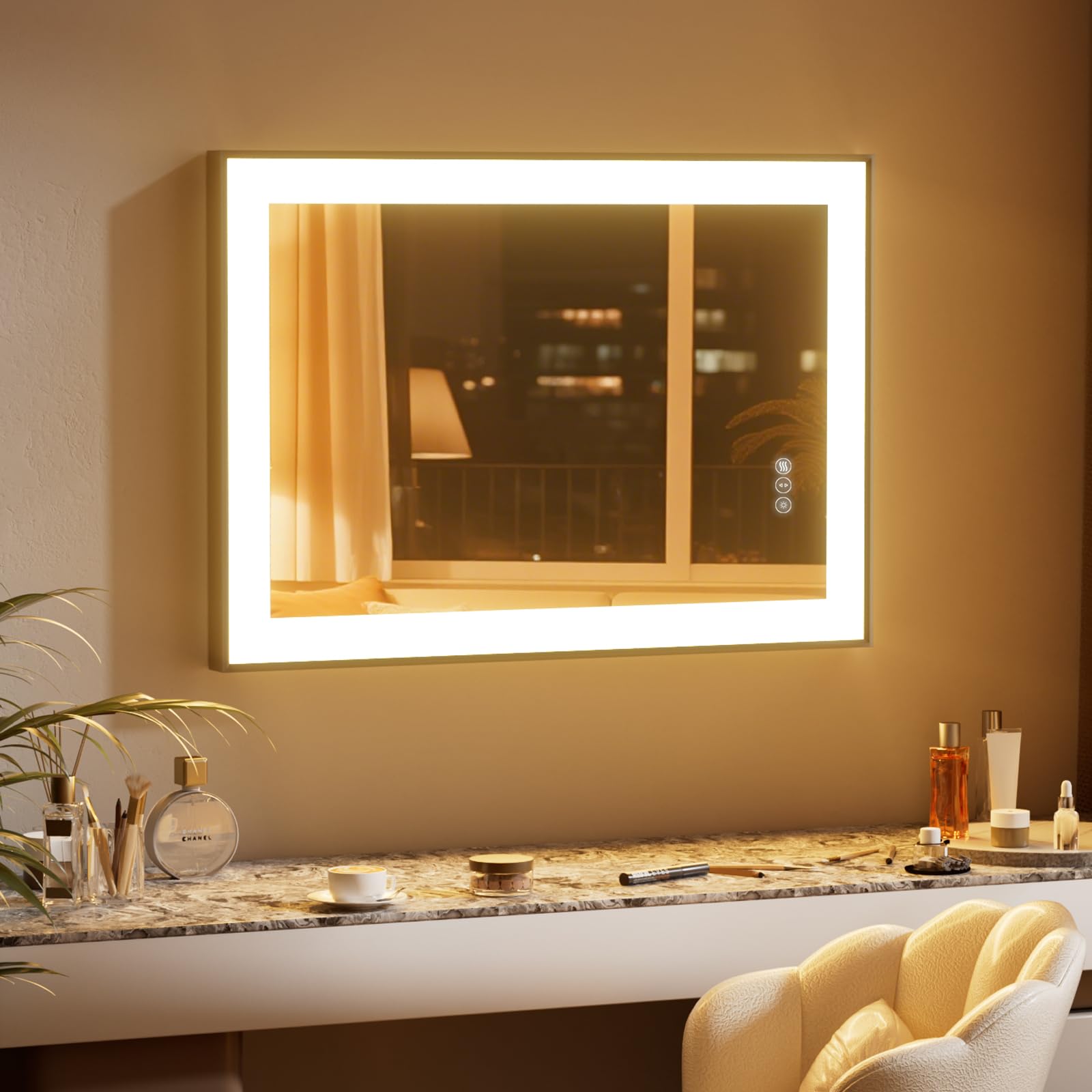 Miroir de salle de bain LED anti-buée et intensité variable 50x71cm
