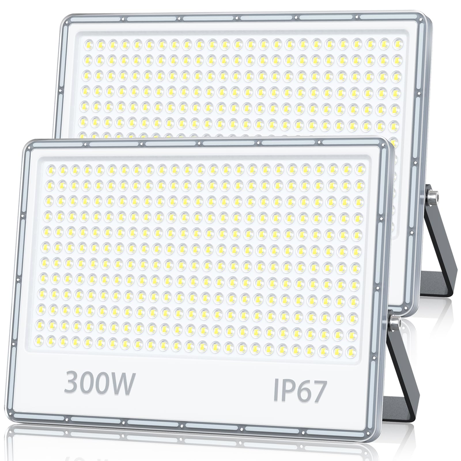 Focos LED Exterior 300W, Proyector LED Exterior 30000LM 6500K Blanco Frío Impermeable IP67 para Jardin(2 Piezas)