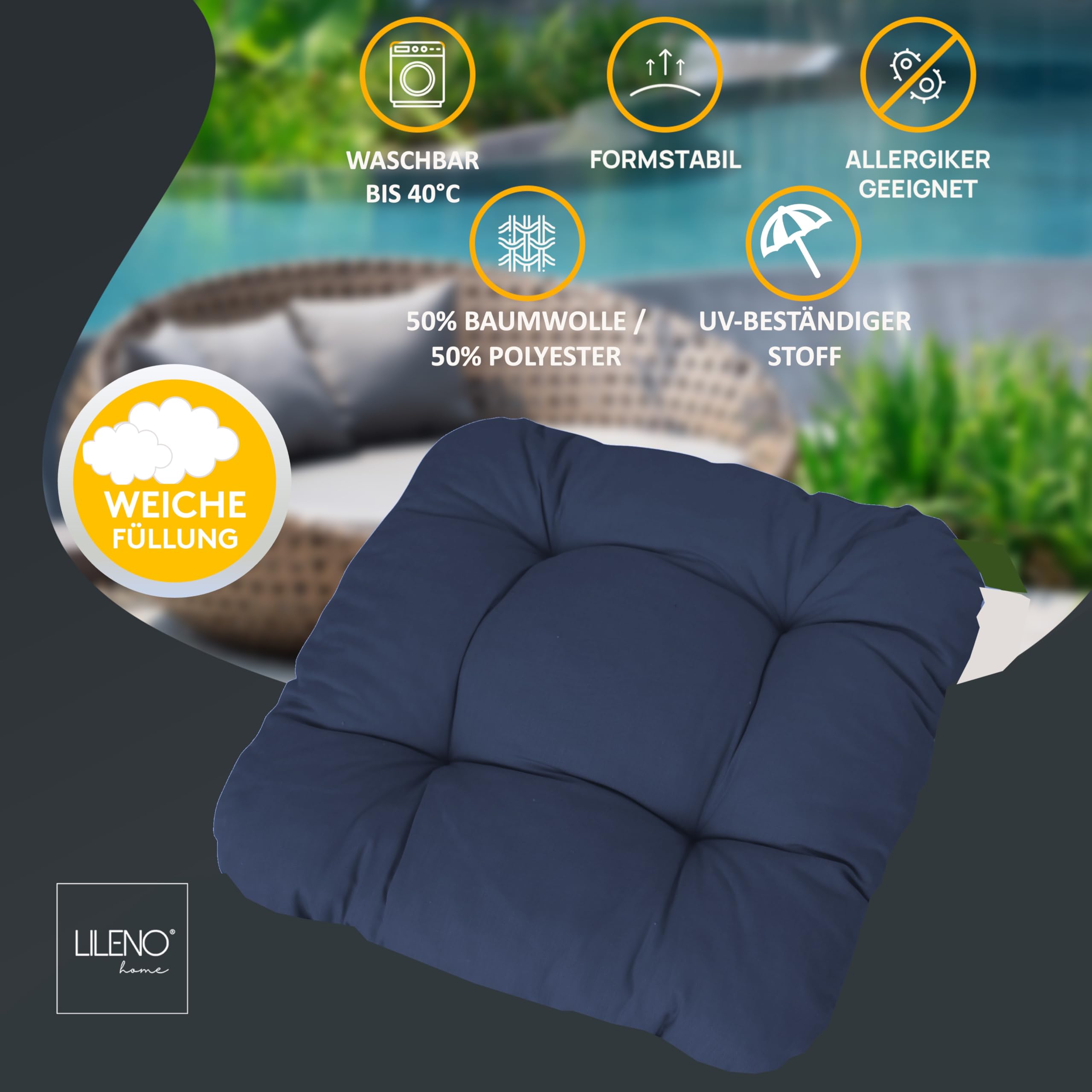 Traumnacht Stoelkussen Cozy set van 4, comfortabel zitkussen voor tuinstoel, keuken of eetkamer, binnen en buiten, 38 x 38 x 6 cm, lichtgrijs Traumnacht Stoelkussen Cozy set van 4, comfortabel zitkussen voor tuinstoel, keuken of eetkamer, binnen en buiten, 38 x 38 x 6 cm, lichtgrijs