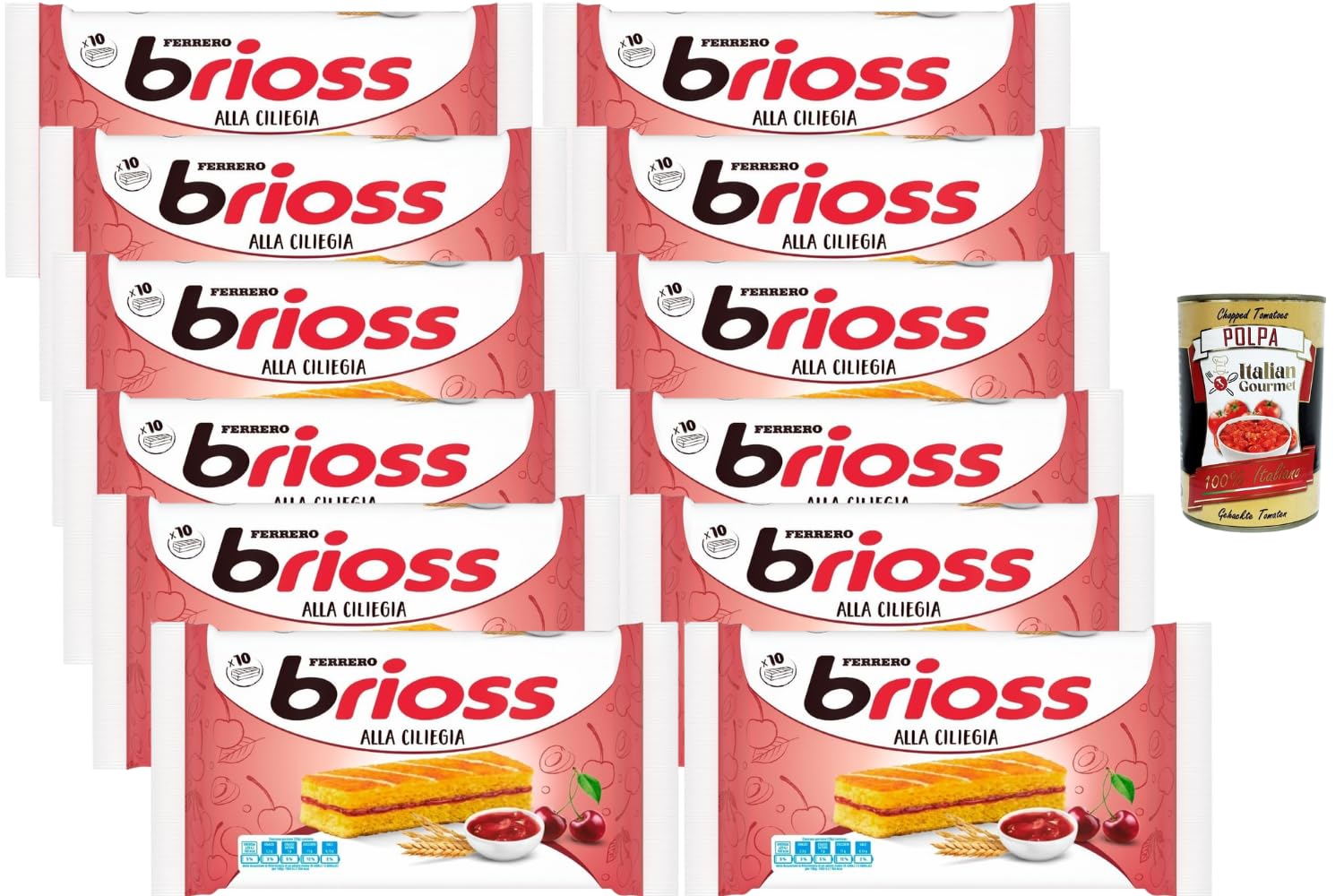 Italian Gourmet Brioss Kirsch-Kuchenriegel 12x280g 3,36kg 120 Stück + Polpa