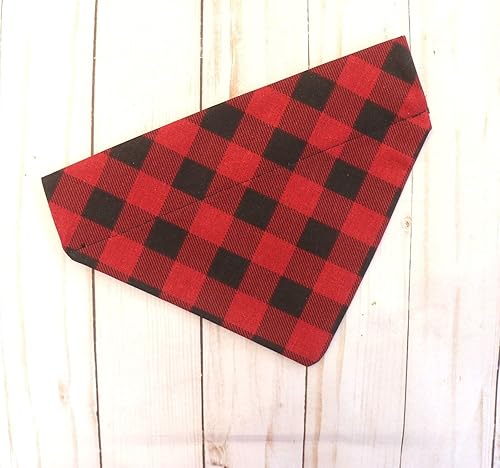 Miniatura 3 de Bandana para perro, babero de Navidad para perro, deslizarse sobre el cuello S, M, L, XL, XXL, cuadros de búfalo rojo y negro