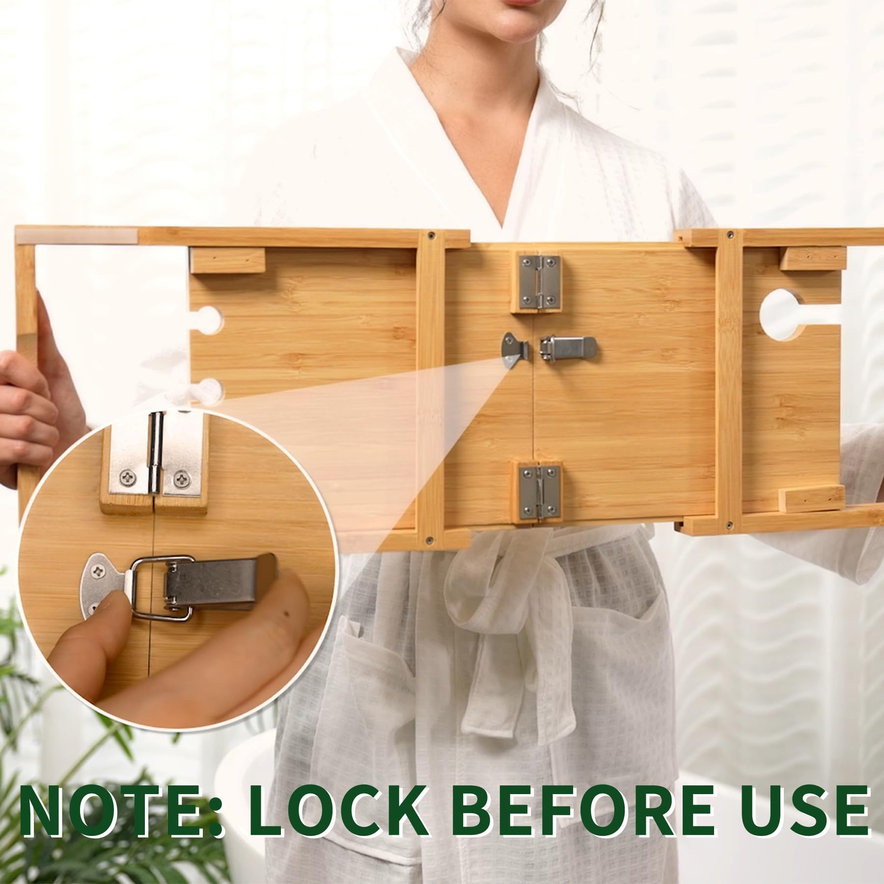Utoplike Bandeja para bañera, Estante Plegable para el Cuarto de baño, Soporte de bambú para la bañera para Libros y Copas de Vino, Accesorios de Lujo para Ducha y SPA