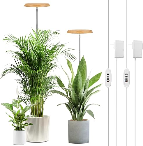 LORDEM Luz de crecimiento de plantas de bambú, 82 luces LED de espectro completo para plantas de interior, lámpara de crecimiento LED ajustable de