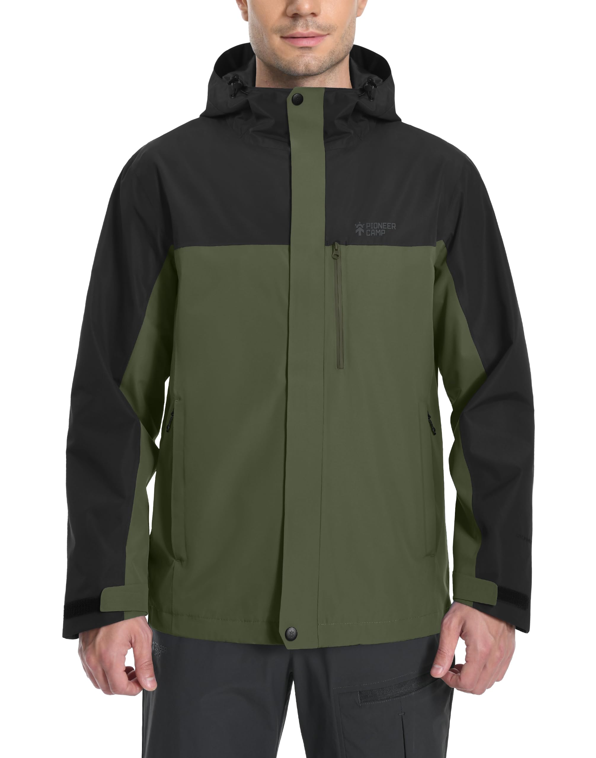 Pioneer Camp Veste de pluie homme - Imperméable et respirante - Avec capuche - 4 poches