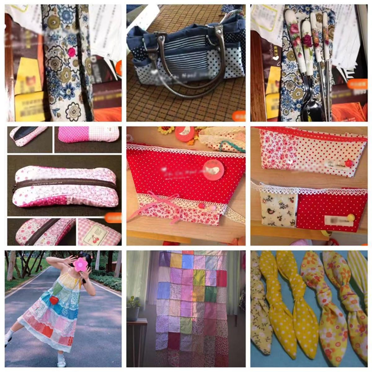 Zestaw 100 kwadratów bawełnianych 10 x 10 cm, 15 x 15 cm, 20 x 20 cm, do kreatywnego wypoczynku, patchworku, pikowania, szycia, scrapbookingu (7,87 cala x 7,87"/20 x 20 cm)