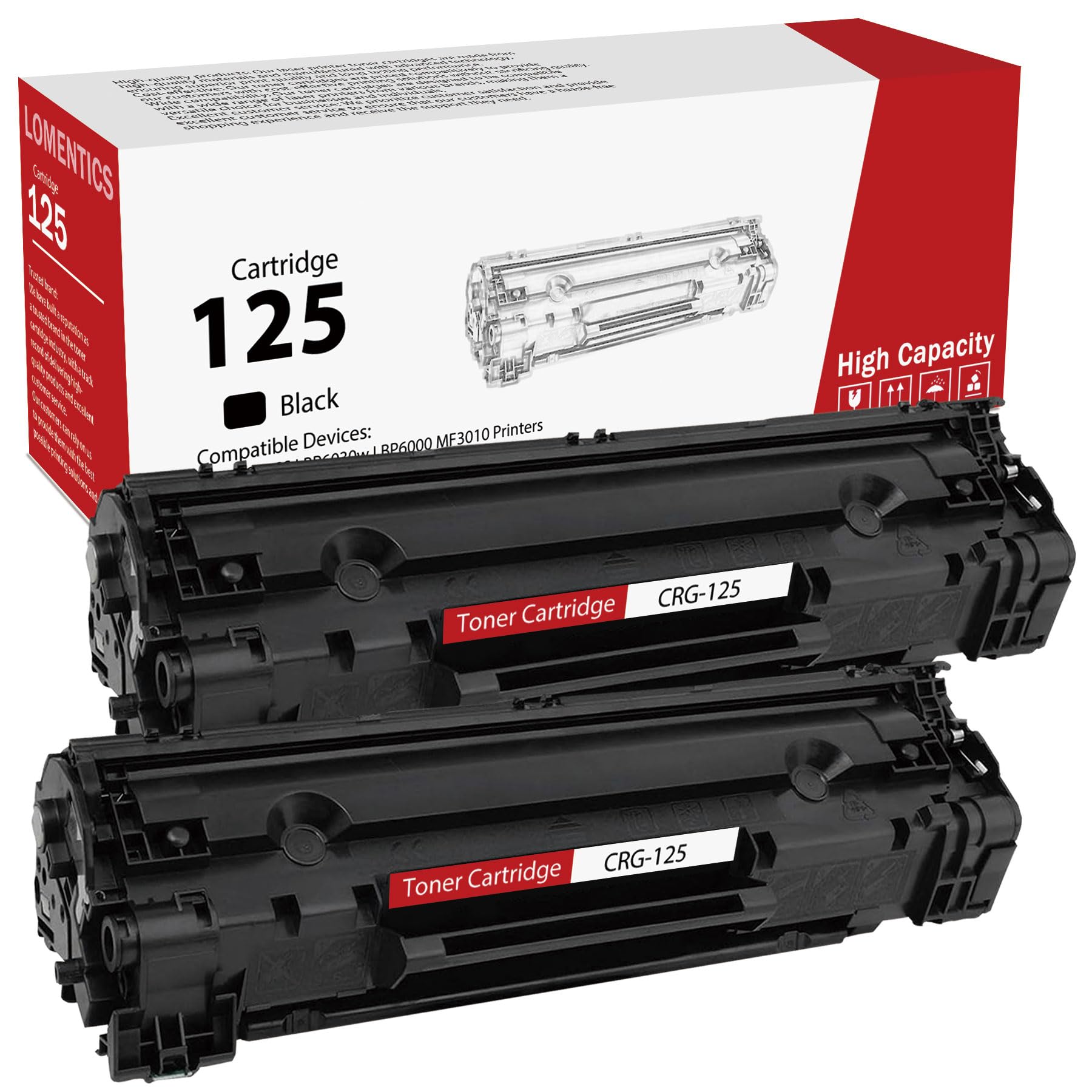 125 Black Toner Cartridge(2-Pack) - Loment Compatible CRG-125 Toner Cartridge Replacement for 125 ImageCLASS LBP6030w LBP6000 MF3010 Printer