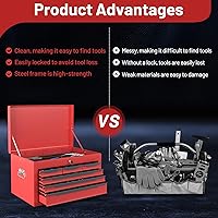 Vista 7 de Goplus Tool Box, 24” Steel Tool Chest w/6 Drawers, Top Tool Tray,Automatic Lock, Protective Liners, Handle, Smooth Ball Bearing Sides, Portable Tool