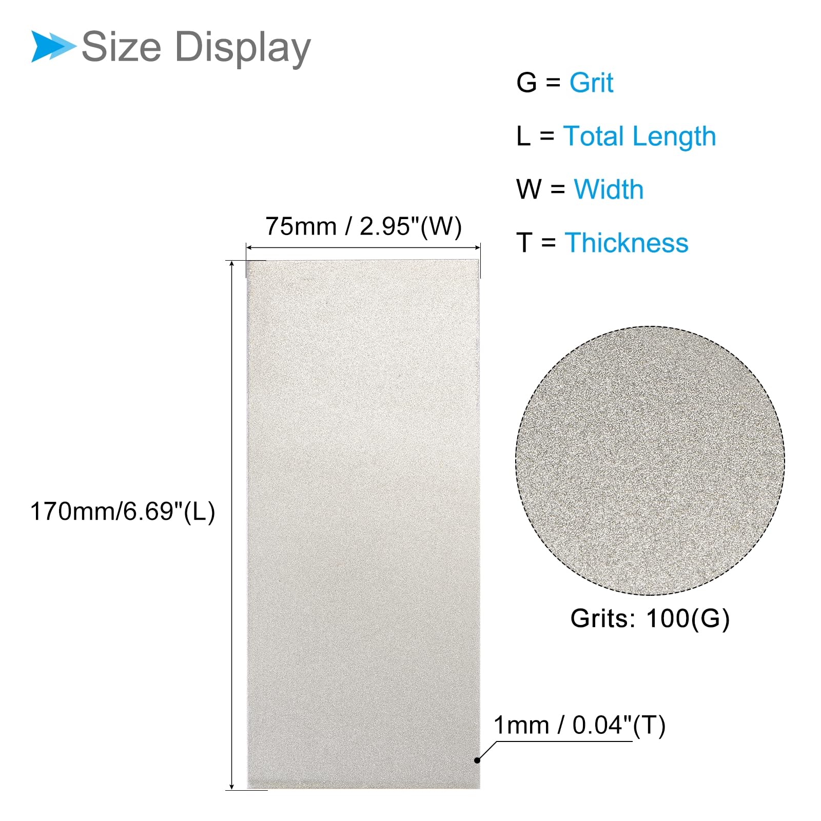 CoCud Diamond Whetstone Sharpening Stone, 180 Grit 6.69" x 2.95" Total Size, Sharpener Abrasive Tool - Image 2
