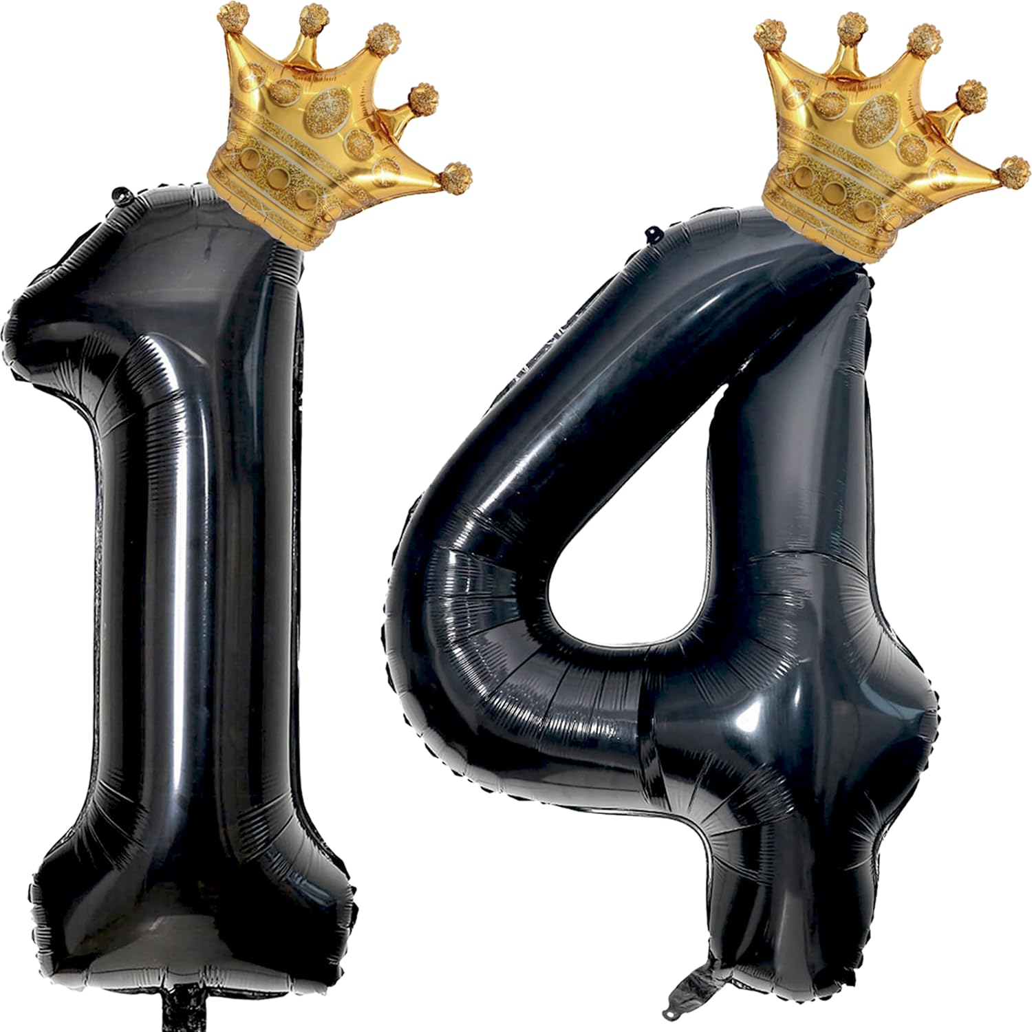 40 inch Large Black 14 Balloon Number with Gold Crown Balloons 14th Birthday Big Foil Mylar Helium Balloon for Boys Girls 14th Birthday Anniversary Decorations Supplies Favors(Number 14 Balloons）