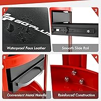 Vista 6 de Goplus - Taburete mecánico con ruedas, asiento tipo enredadera para taller con asiento acolchado removible, 2 cajones, bandeja para herramientas