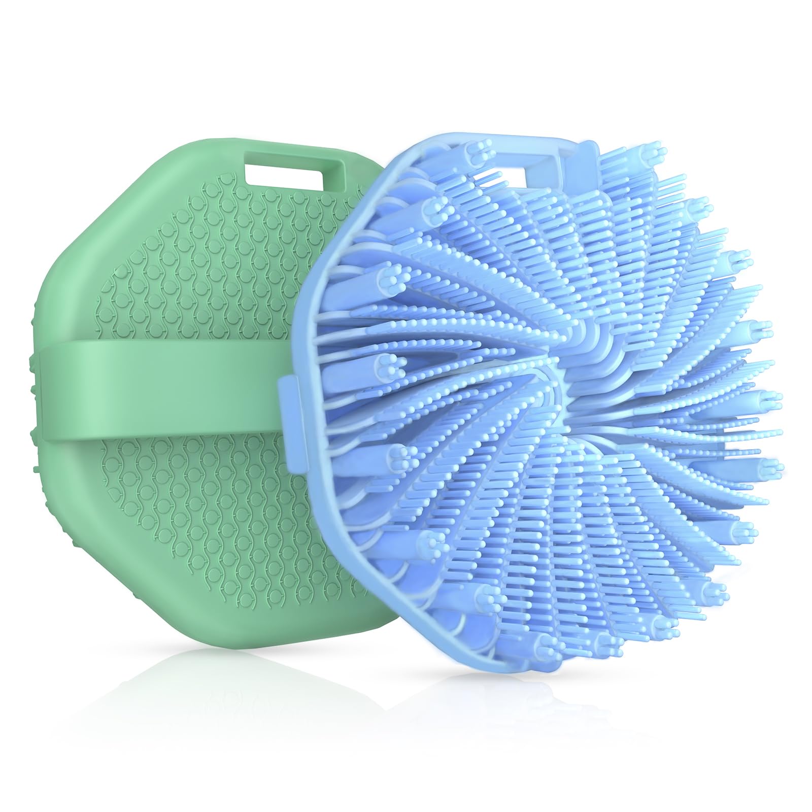 2 PCS Silicone Body Scrubber, Exfoliating Body Wash Scrubbers Exfoliator, Shower Body Brush for Effective Showering Exfoliation and Gentle Massage (Green+Blue)