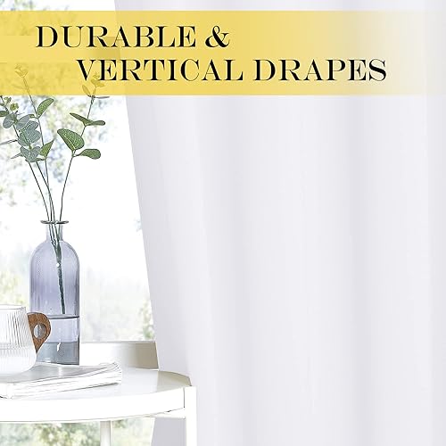 Miniatura 5 de NICETOWN Cortina blanca opaca 50% para sala de estar, 108 pulgadas de largo, con ojales, aislamiento térmico, bloqueo de frío y calor, tratamiento