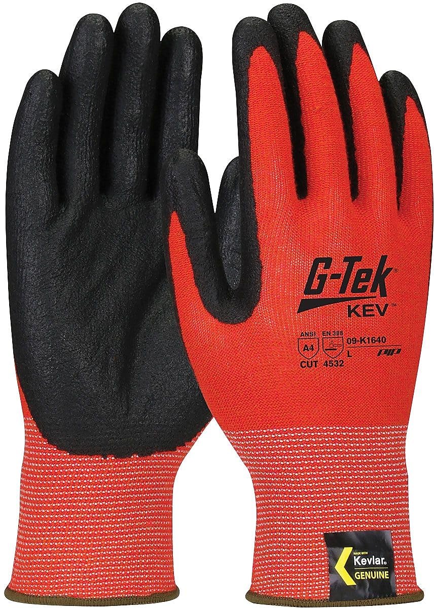 G-Tek KEV Gloves, Kevlar Engineered Yarn, Red 13 (09-K1640/XL  