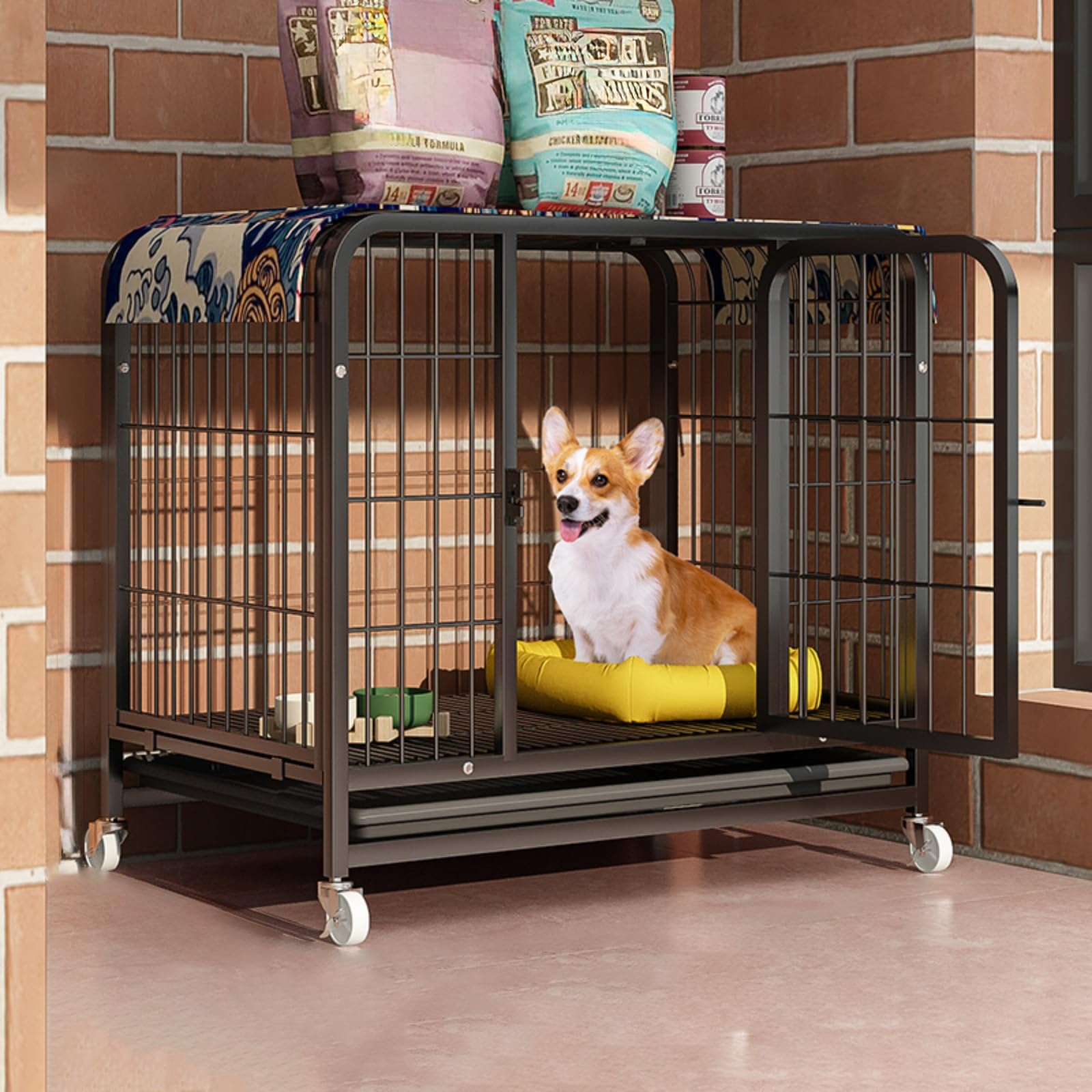 CTREVL Dog Crates for Large Dogs,Dog Kennel Indoor,Indestructible Dog Crate,With Skylight On The Top,Easy To Move, Ventilation On All Sides,Easy To Clean,Suitable for Large, Medium and Small Dogs(Blac