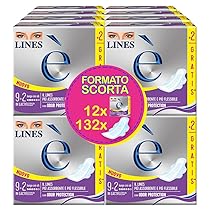 LINES È LUNGO con ali, Pacco scorta da 132 assorbenti per ciclo mestruale, con struttura in Lactifless, Il LINES assorbente e flessibile, con Odor Protection