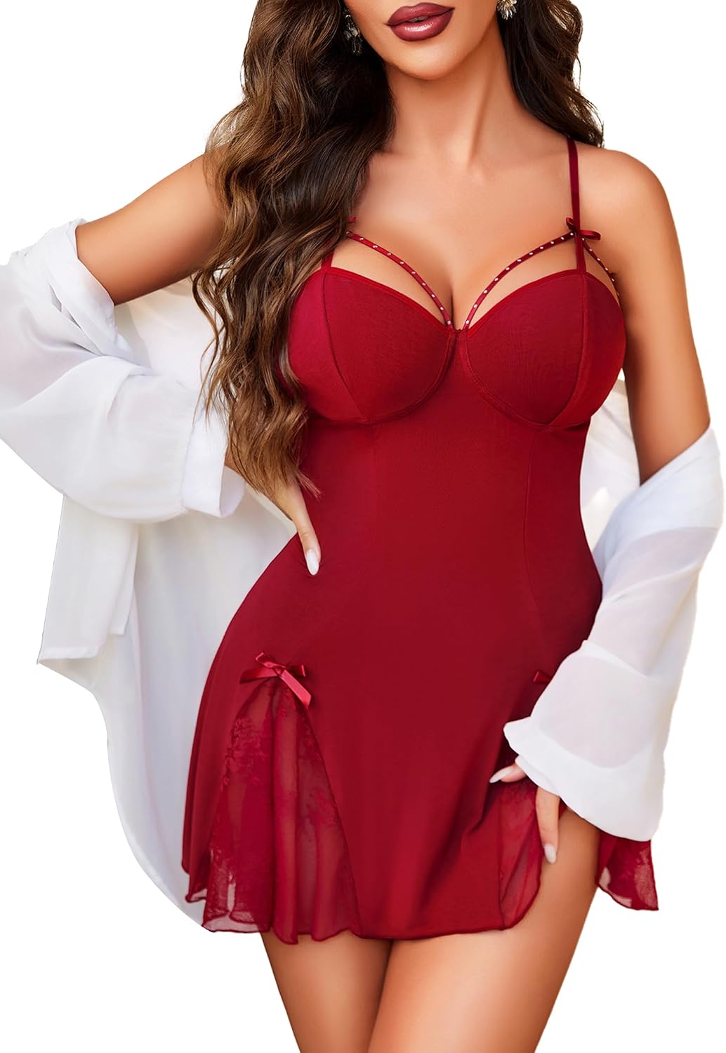 Avidlove Lingerie for Women Lace Modal Sleepwear Sexy Chemise Nightgown Full Slip Babydoll Soft Nightdress