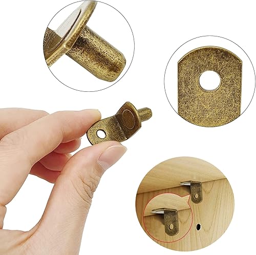 Miniatura 10 de 40 clavijas de soporte para estante, clavijas de soporte de estante de 14 pulgadas de diámetro con agujero, clips chapados en níquel en forma de L