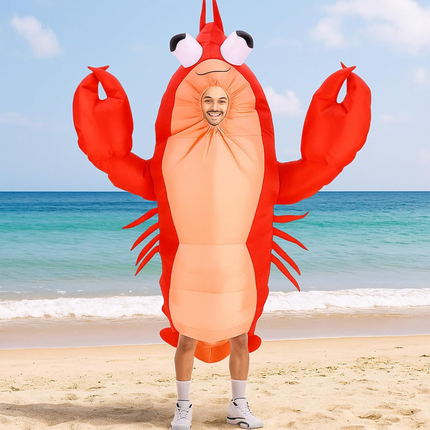 Inflatable Lobster Costume Adult Funny Inflatable Halloween Costumes Crawfish Costume Blow Up Costumes for Men Women Halloween Cosplay Theme Party - Image 7