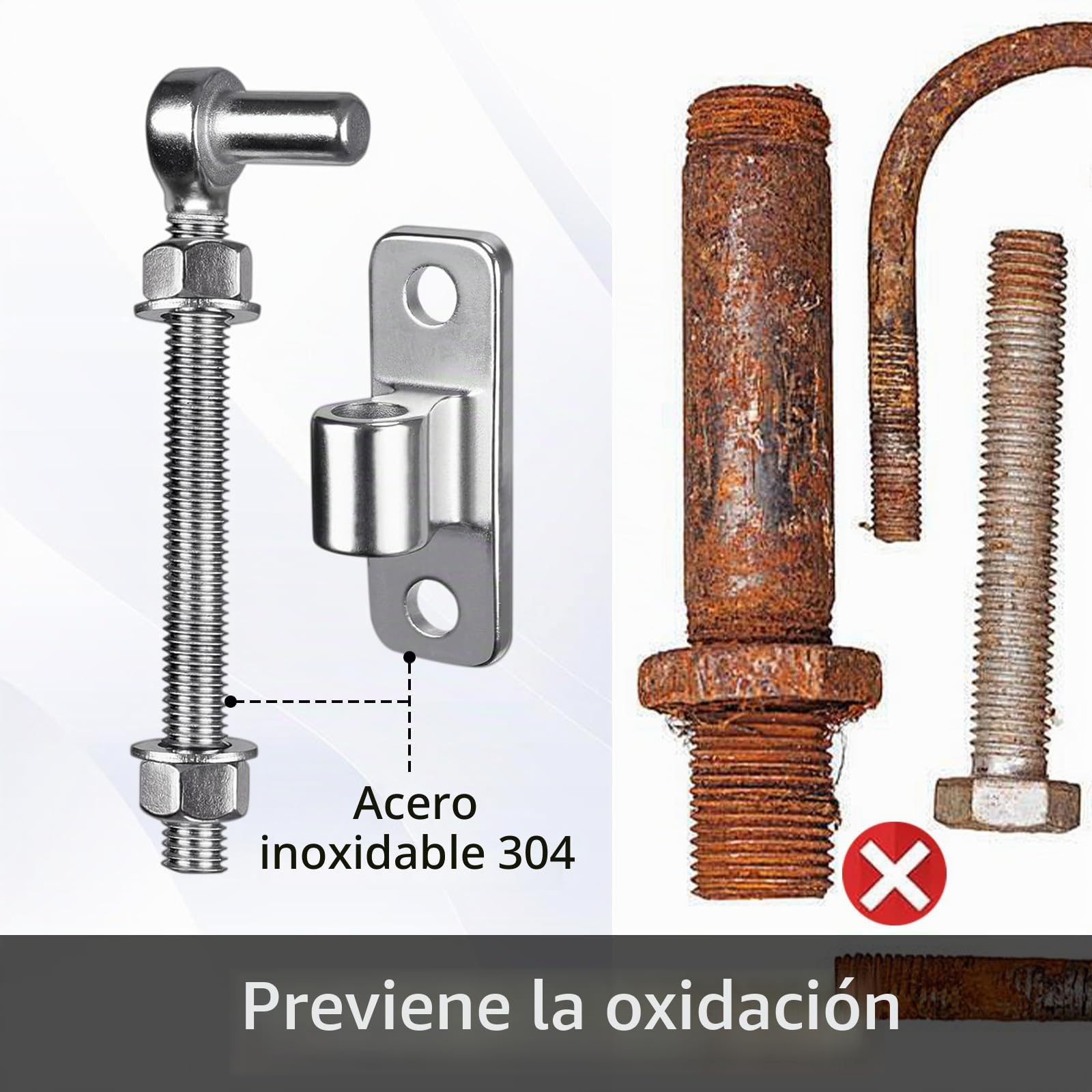 Paquete de 4 Bisagras Puertas, Bisagra Puerta de Perno en J de 6 Pulgadas con DIA M12, Bisagras Puertas Madera de Acero Inoxidable, para Portones de Granja, Cercas de Madera y Entradas de Vehículos