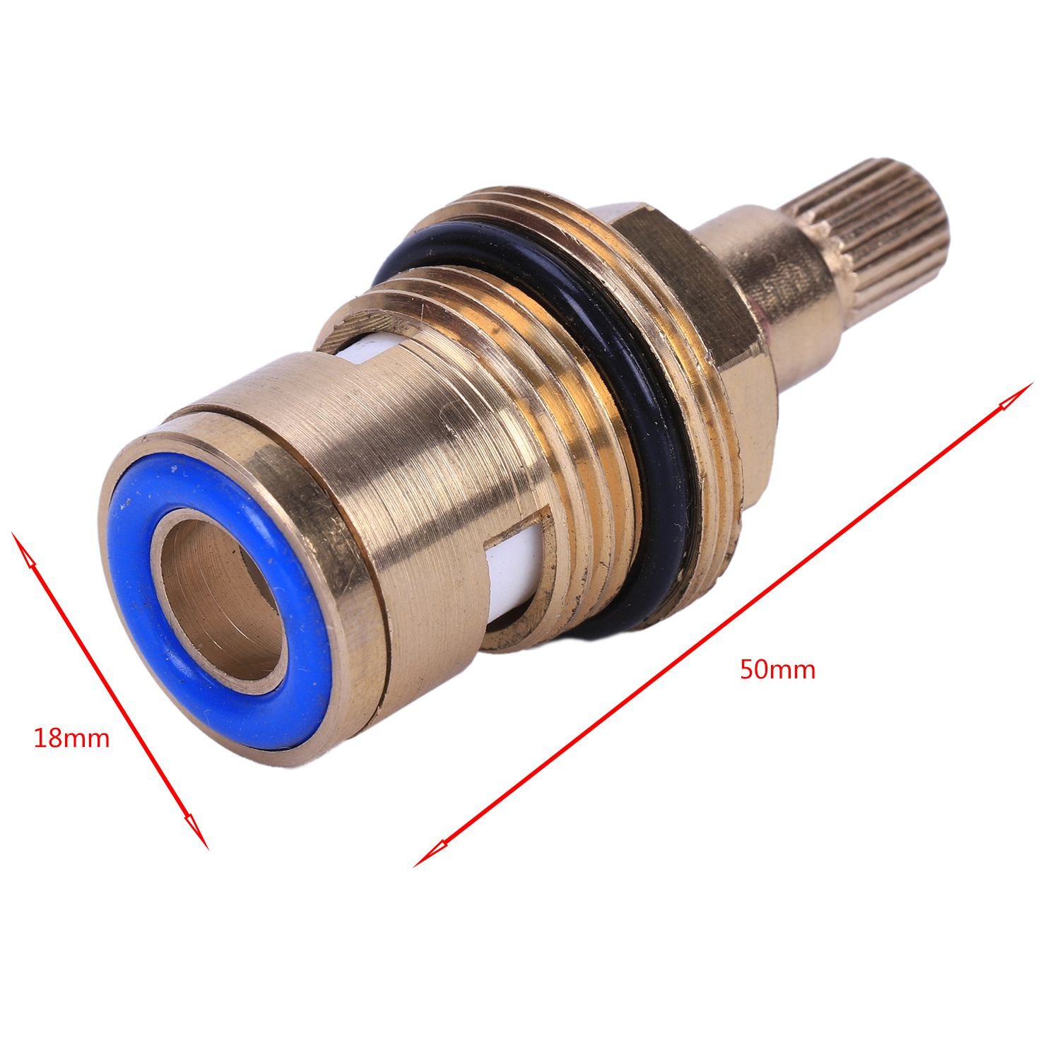 Luejnbogty Replacement Brass & Ceramic Disc Tap Valve – 1/2" Thread, 20-Tooth Spline, Quarter-Turn For Two-Handle Faucets