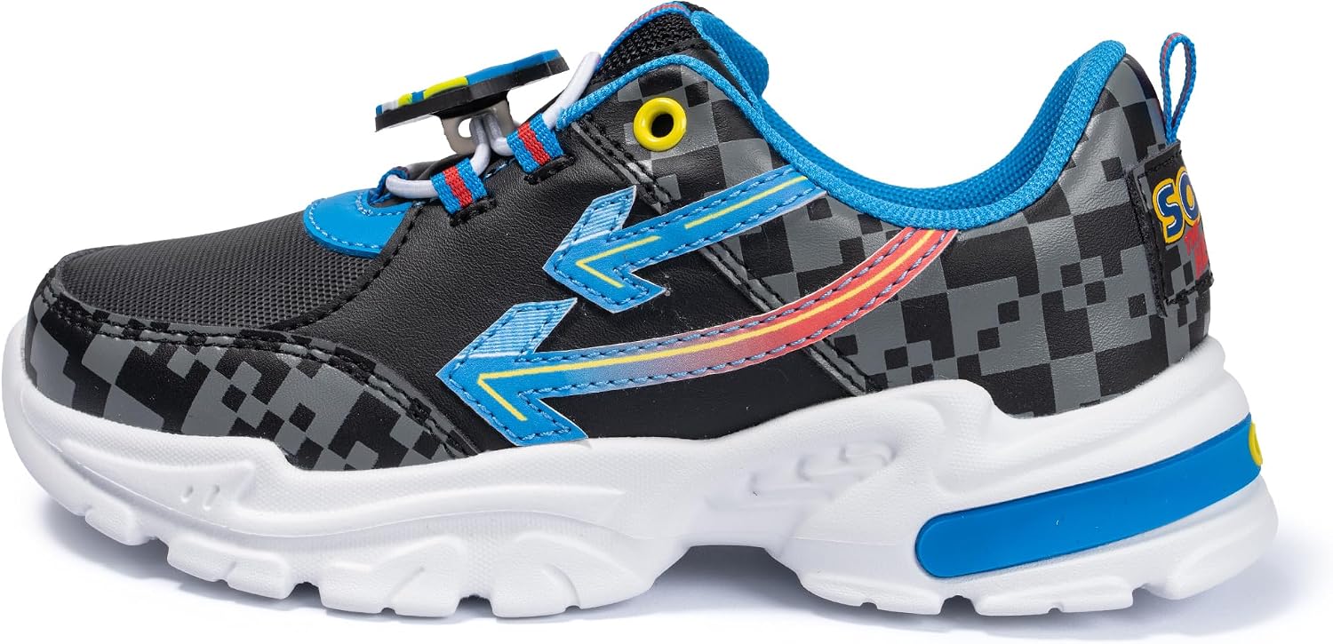 Sonic The Hedgehog Officially Licensed Youth Boys Running Sneakers – Lightweight Athletic Lace-Up Shoes Cushioned Kids Footwear School Play Sports