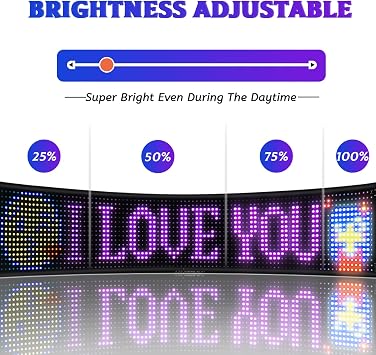 LED Signs, Outdoor Signage, Programmable Flexible Large Bright LED Matrix Panel USB 5V Bluetooth Application Control DIY Scroll LED Sign 60cm for Car, Store, Bar, Party, Business Festival Home Decor