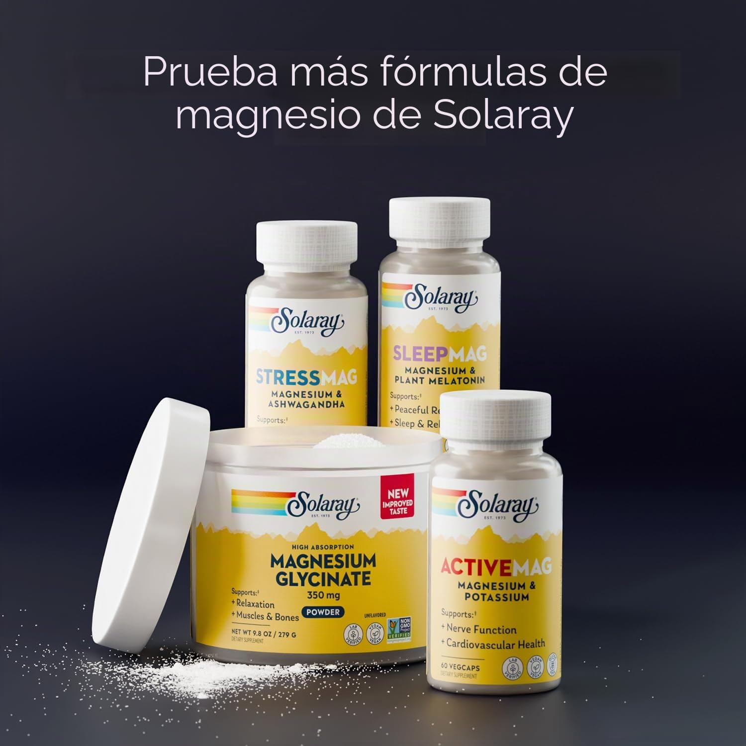 Solaray Polvo Magnesio Bisglycinato 179 gramos - Magnesium Bisglycinate - Suplemento de magnesio para apoyo óseo, muscular y relajante - Vegano, Sin Gluten