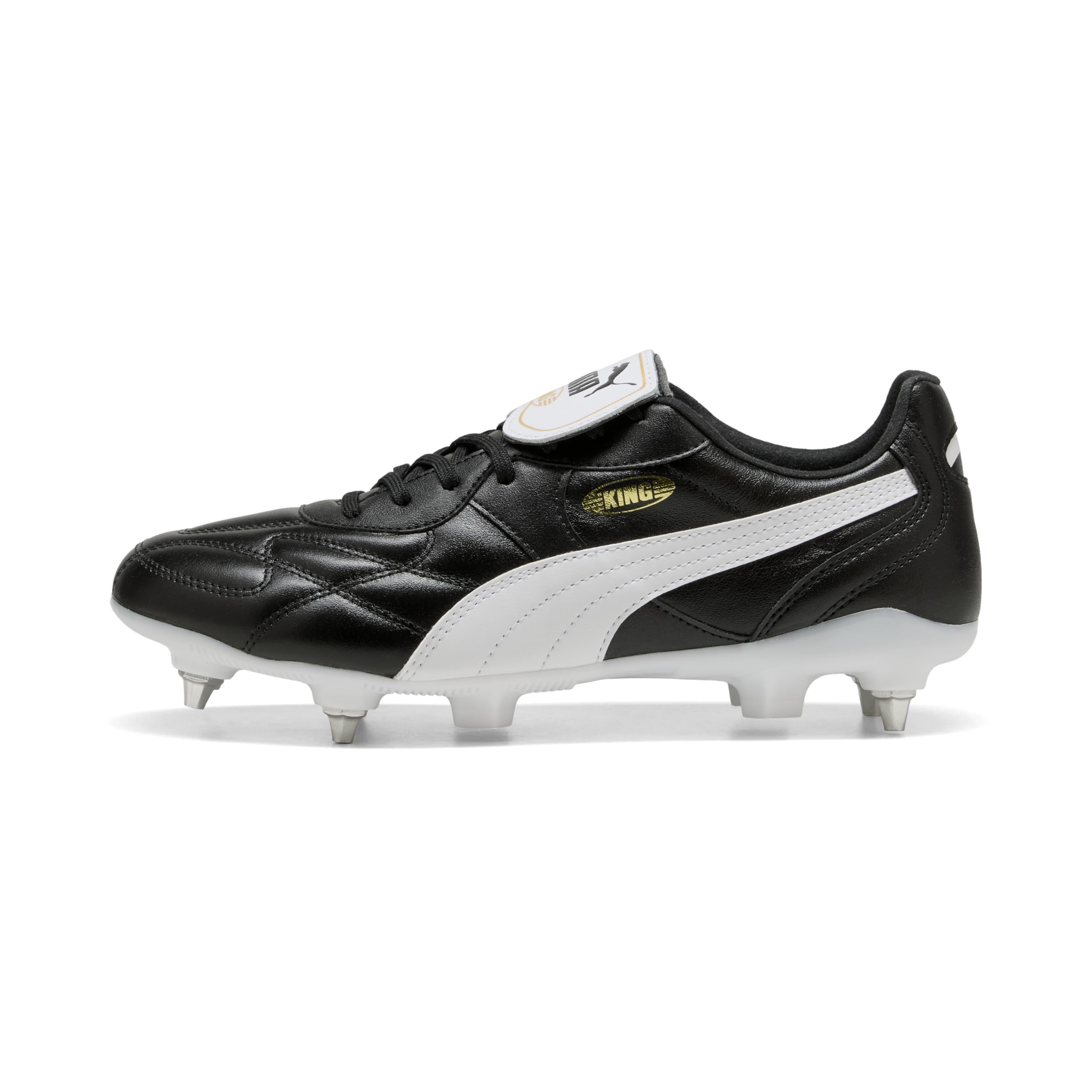 PUMA Unisex King TOP Mixed Soft Ground Football Boots, PUMA Black-PUMA White, 4.5 UK