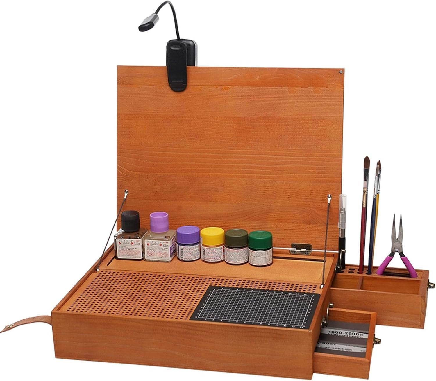 Tavolo da lavoro per modellismo con luce, banco da lavoro multifunzionale portatile per progetti fai da te, artigianato e modellismo
