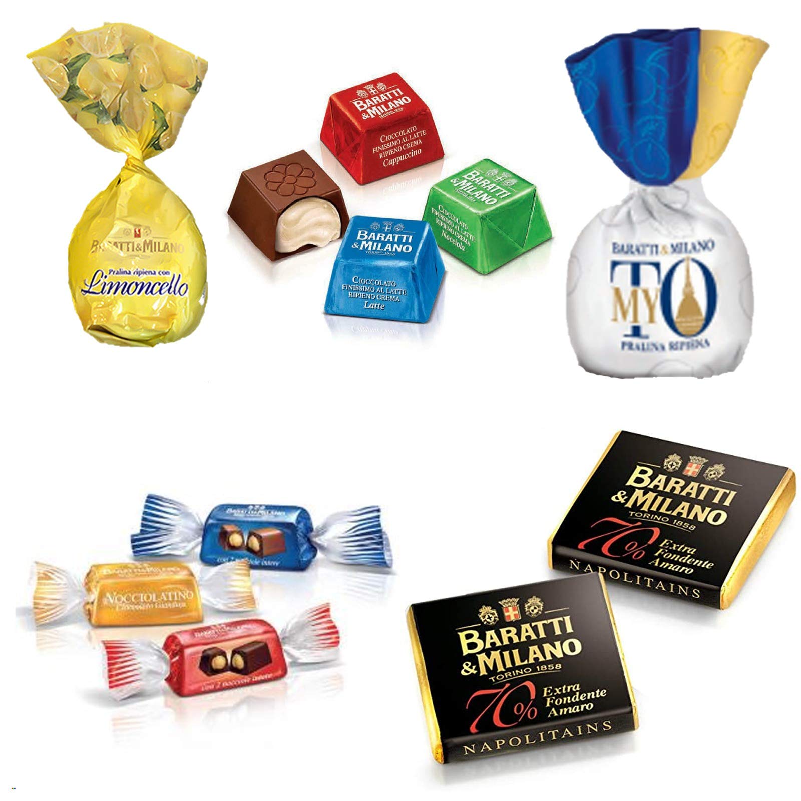 CIOCCOLATINI AL LATTE RIPIENI BARATTI & MILANO GUSTI ASSORTITI SACCHETTO 500 GR