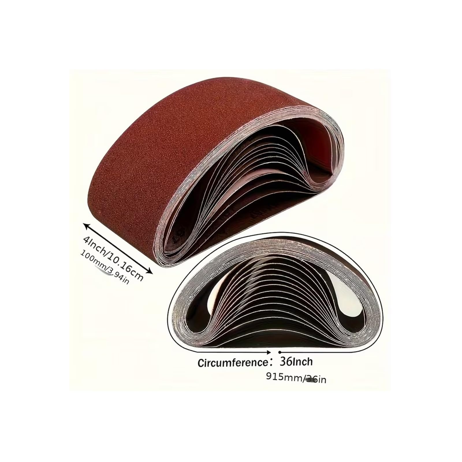 Banda de lijado, compatible con lijadoras banda portátiles, grano 60-400 100x915 mm | 12 bandas abrasivas for rectificar piezas y pulir superficies