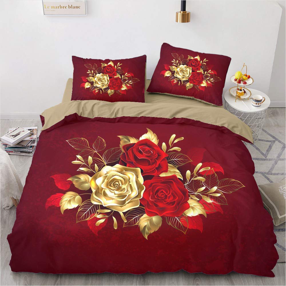 Cadeaux parure de lit rose 140x200 romantique pour anniversaire et fêtes