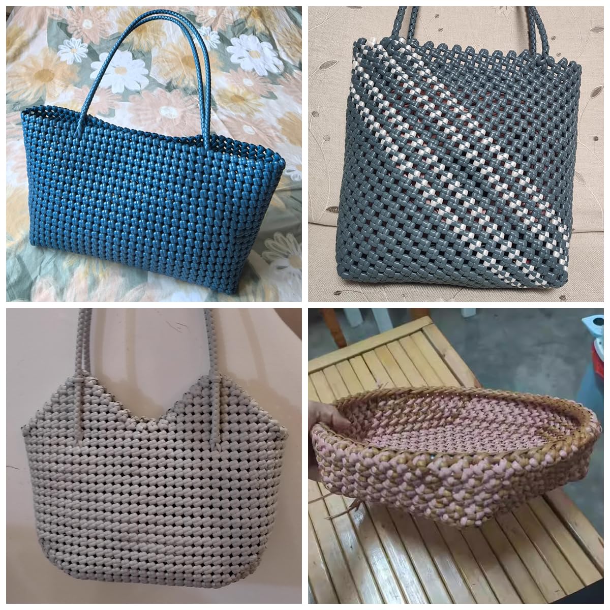 5mm 500g Zestaw naprawczy rattanu PE Płaski wiklinowy materiał tkacki na krzesło patio Sofa Kosz DIY(Gray Blue-5mm)