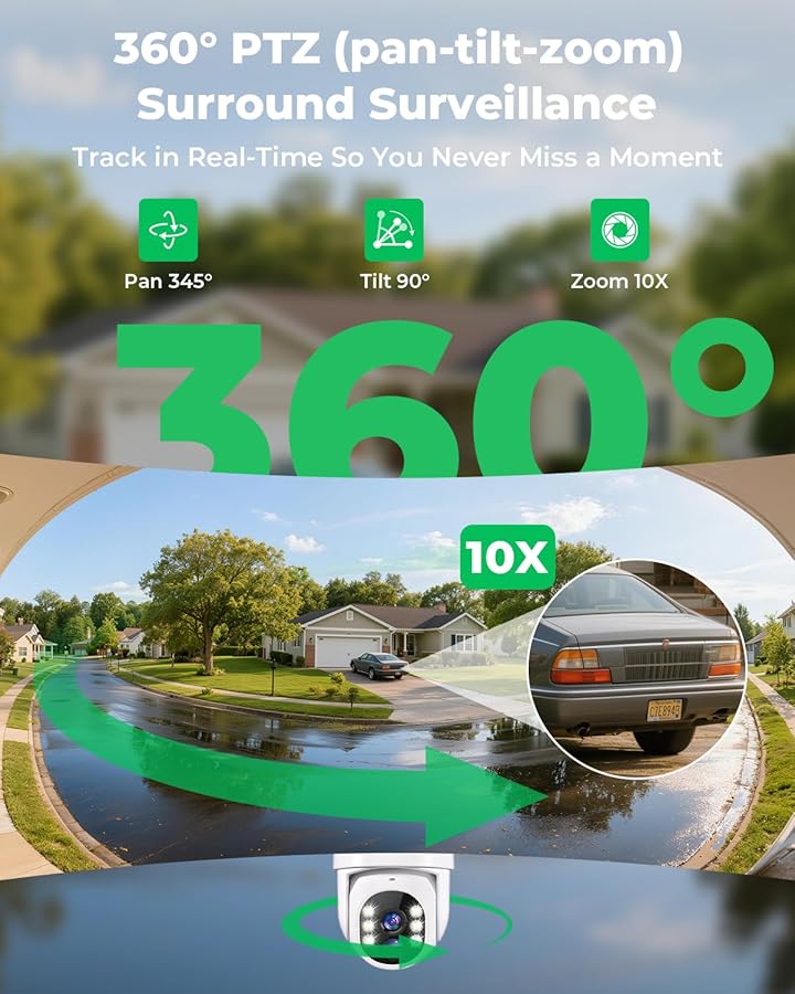 Noaheye Solar Security Cameras Wireless Outdoor, 5G&2.4GHz Cameras for Home Security, 2K Solar Outdoor Camera, Color Night Vision, AI Human Detection, 2-Way Talk, Siren Alarms (2-Pack) - image 7