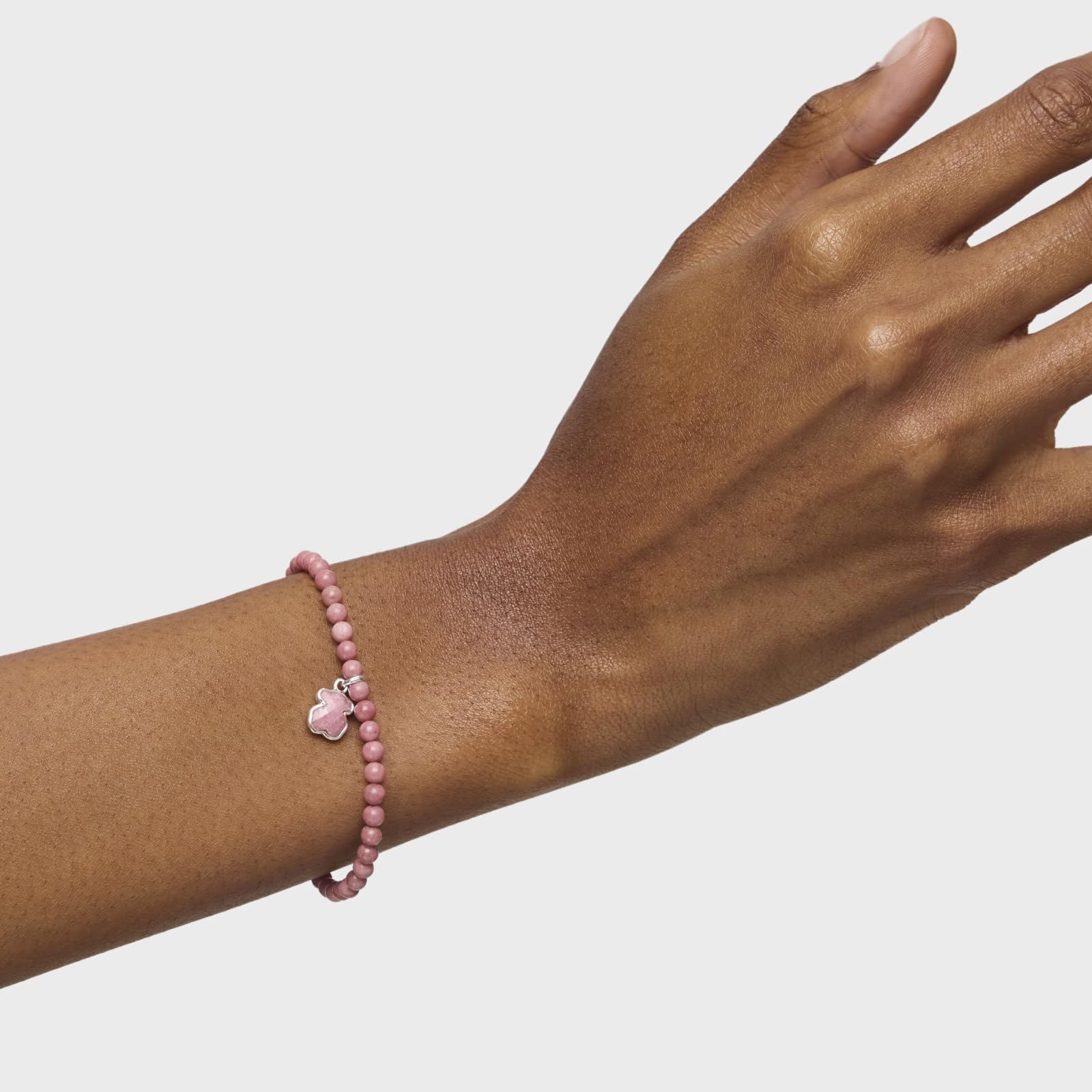 TOUS Pulsera para Mujer de Plata de Primera Ley y Rodonita, Colección Icon Color