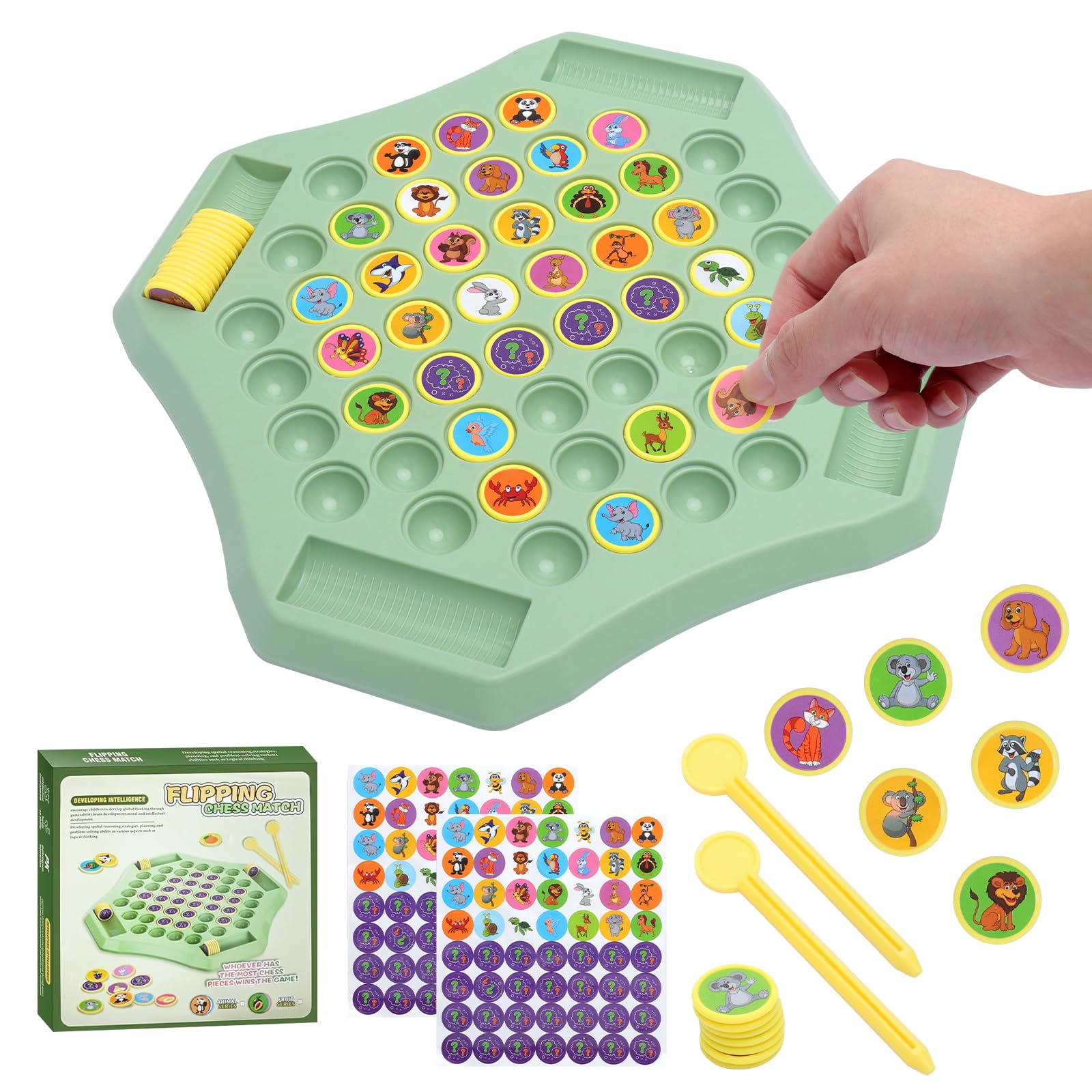 Flip Chess Memory – Juego De Mesa Lógico Para 4 Jugadores Con Temática De Animales, Portátil Y Rápido, Regalo Para Familia Y Amigos