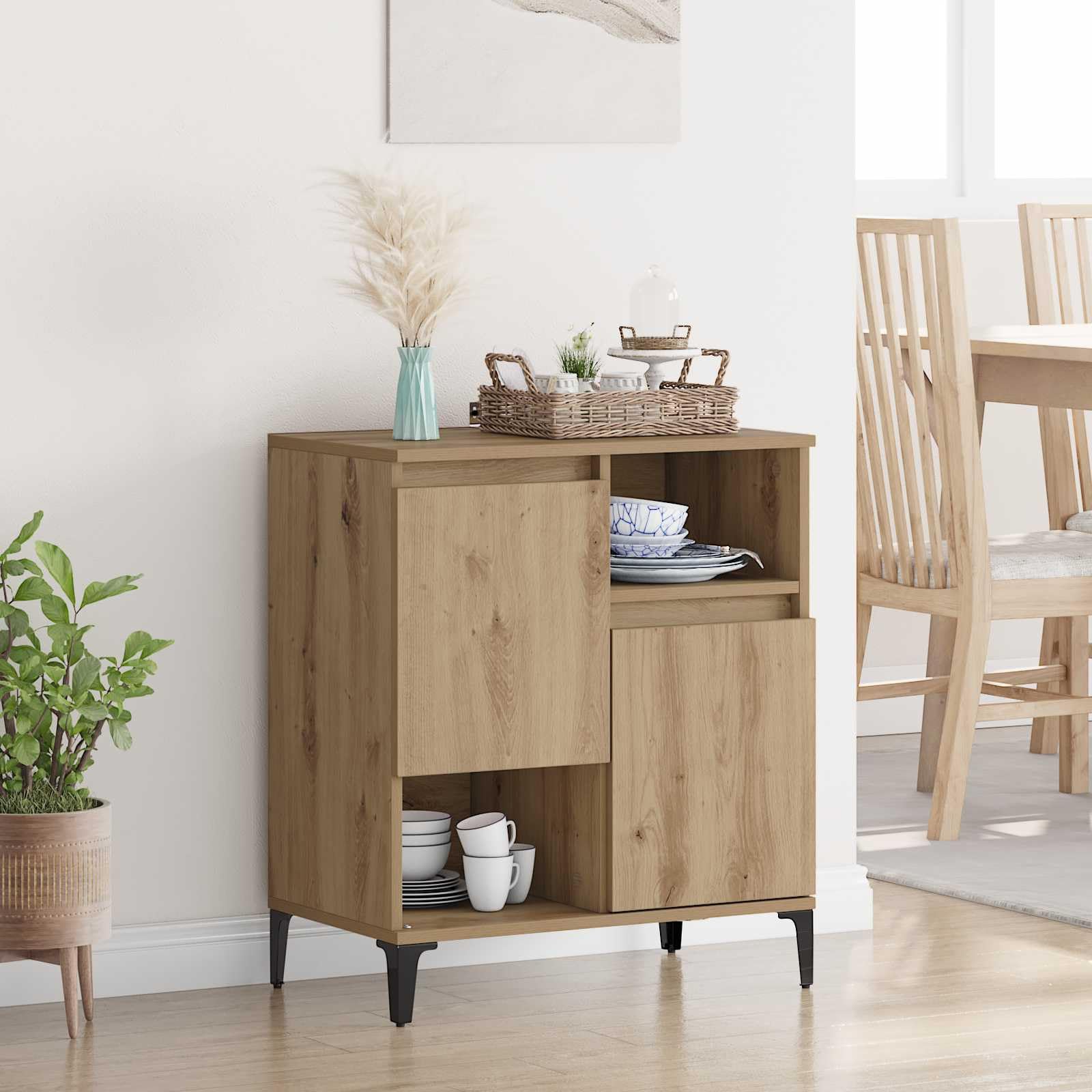 vidaXL Aparador Roble Artisan 60 x 35 x 70 cm Madera de ingeniería